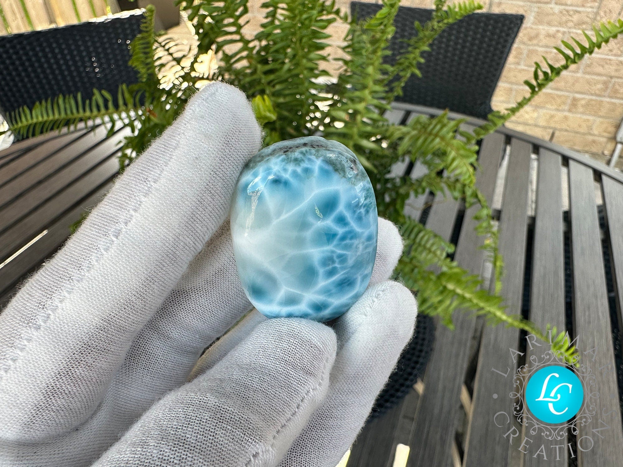 Larimar Cabochon Big Turtleback - Larimar Creations
