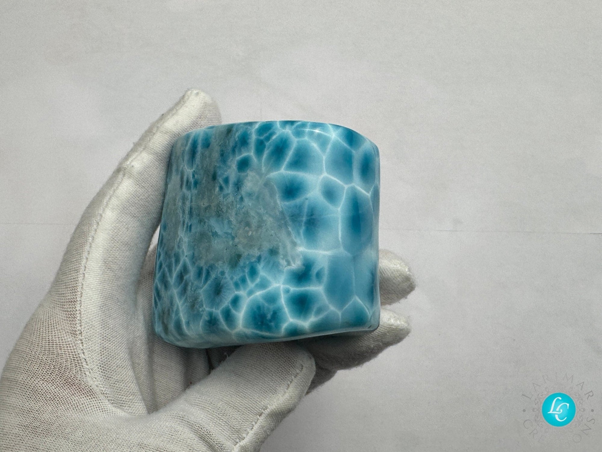 Super Blue Larimar, Larimar Cabochon Mirror Polished, AAAA Quality Dominican, Gemstone Collector&#39;s Piece,