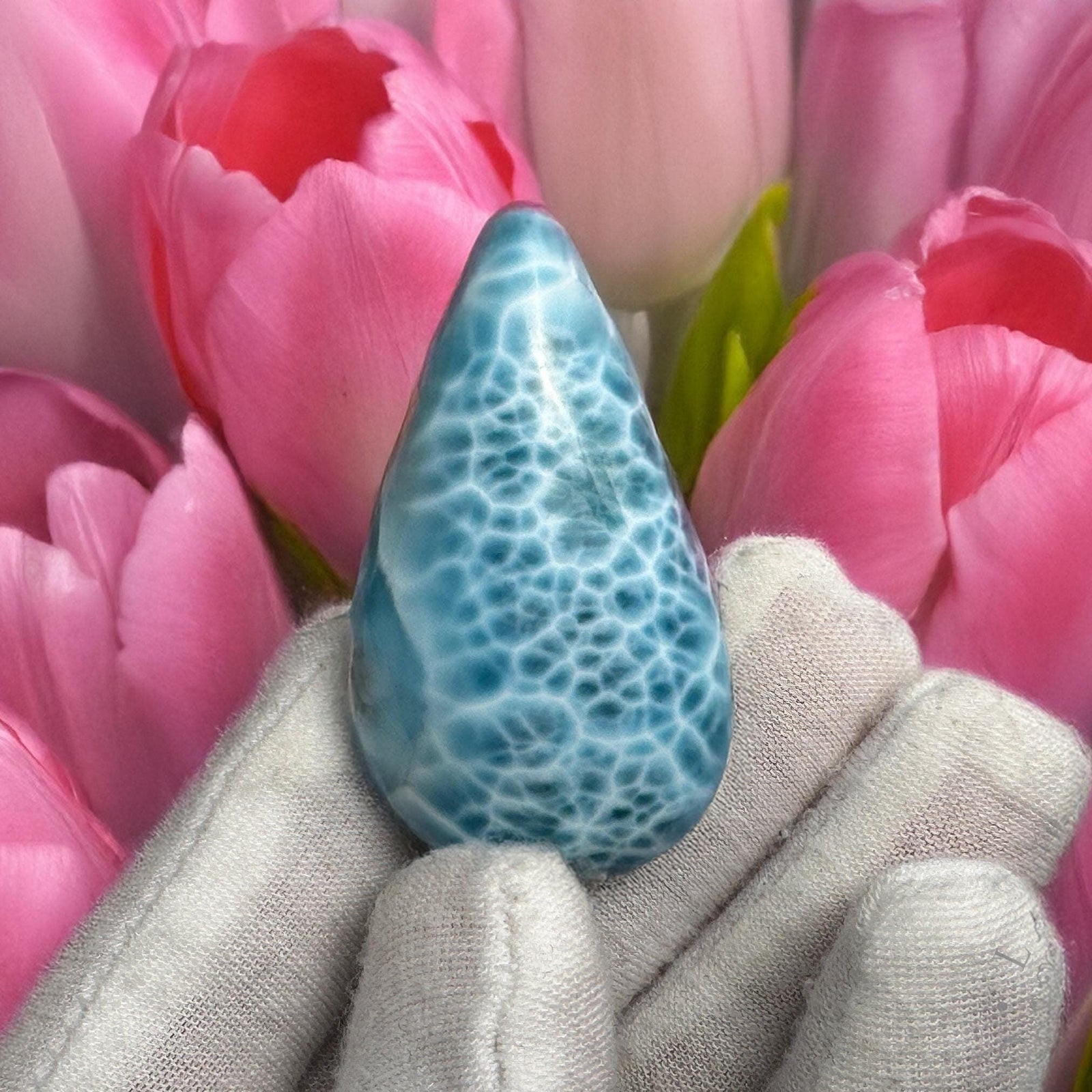 Natural Large Larimar Cabochon for Jewelry Making - Unique Blue Gemstone for Wire Wrapping, Pendant Crafting, or