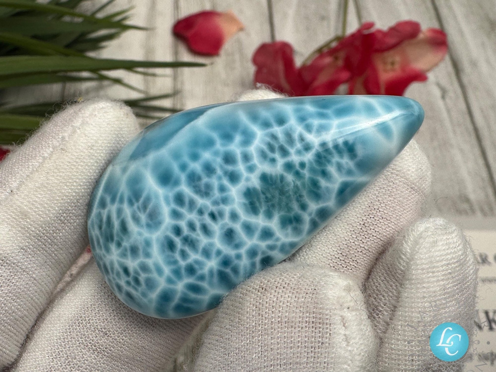 Natural Large Larimar Cabochon for Jewelry Making - Unique Blue Gemstone for Wire Wrapping, Pendant Crafting, or