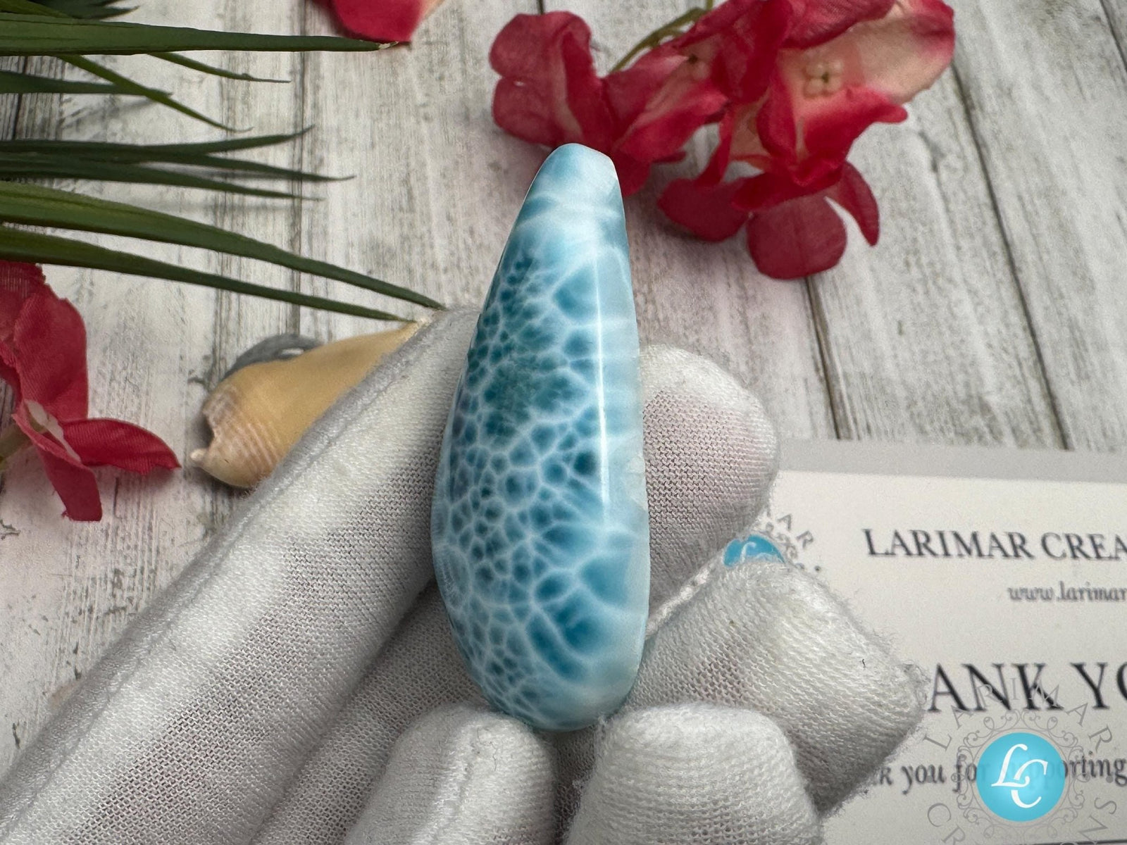 Natural Large Larimar Cabochon for Jewelry Making - Unique Blue Gemstone for Wire Wrapping, Pendant Crafting, or