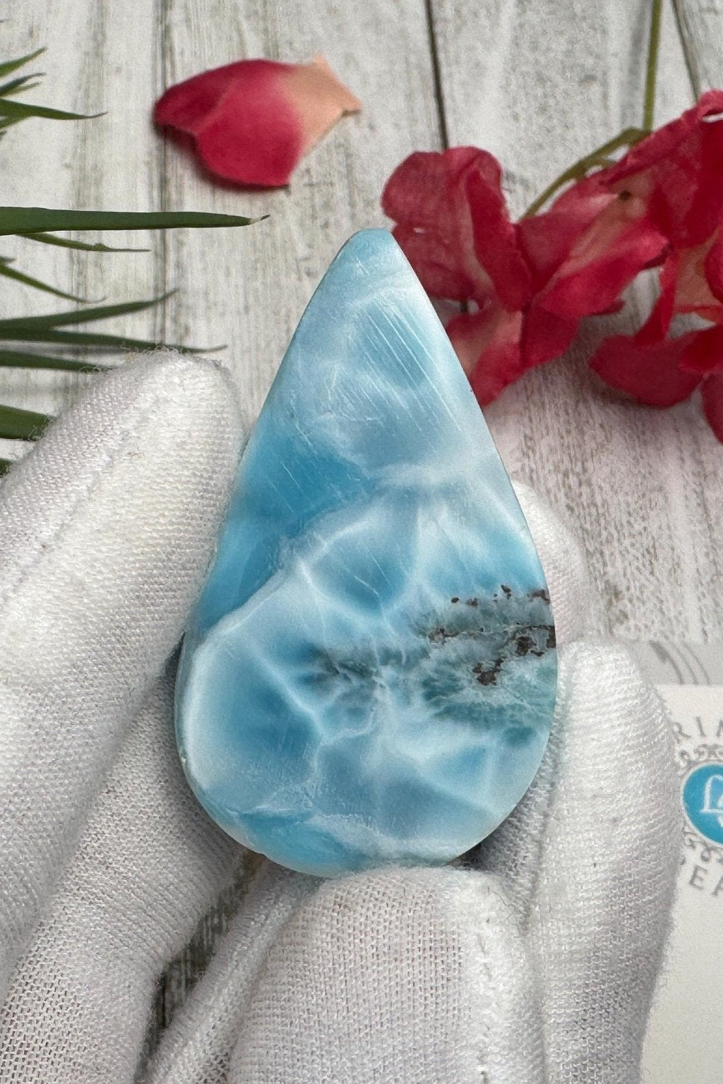 Natural Large Larimar Cabochon for Jewelry Making - Unique Blue Gemstone for Wire Wrapping, Pendant Crafting, or