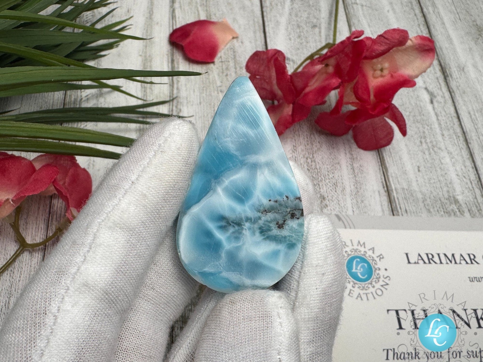 Natural Large Larimar Cabochon for Jewelry Making - Unique Blue Gemstone for Wire Wrapping, Pendant Crafting, or