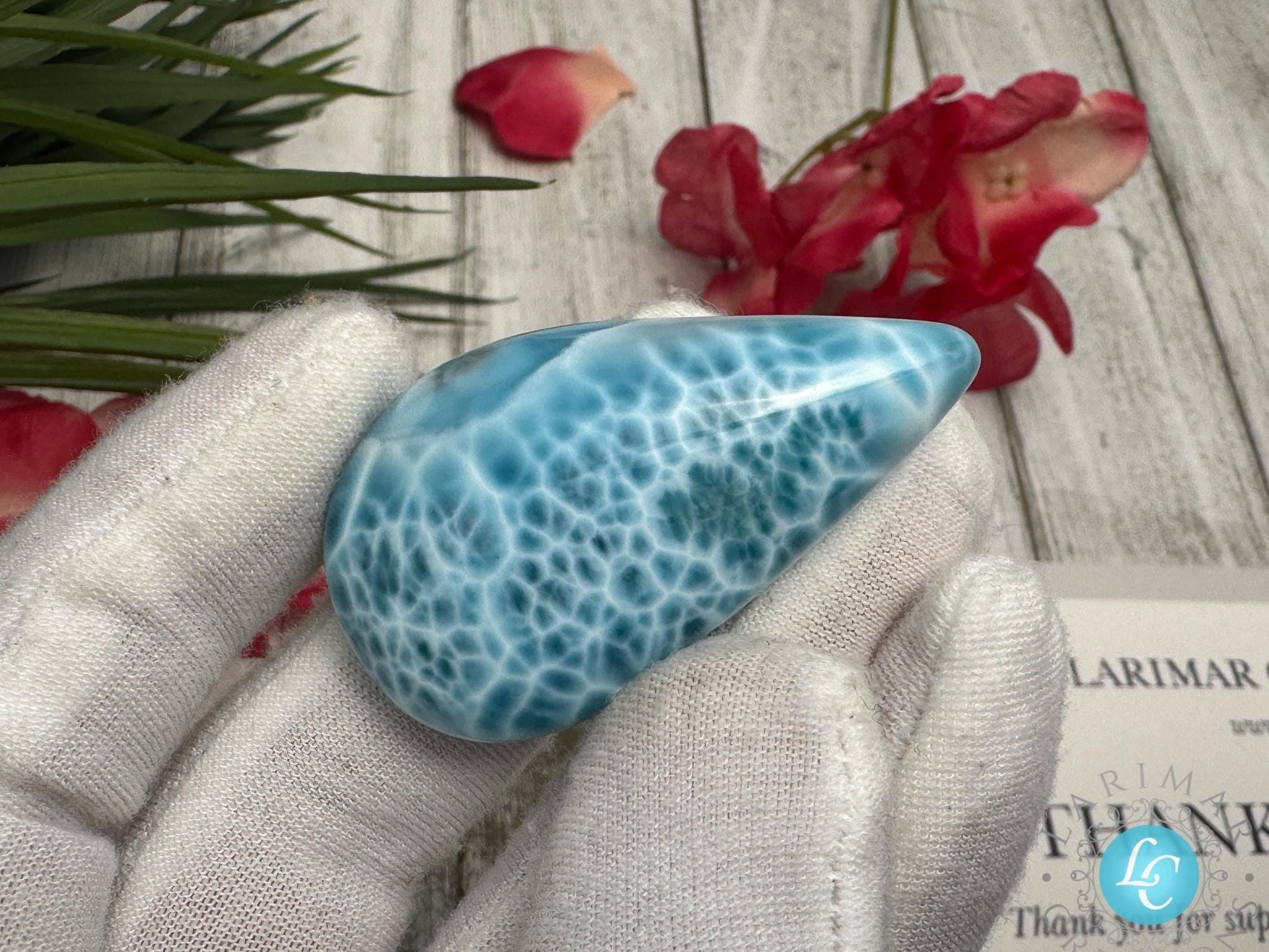 Natural Large Larimar Cabochon for Jewelry Making - Unique Blue Gemstone for Wire Wrapping, Pendant Crafting, or