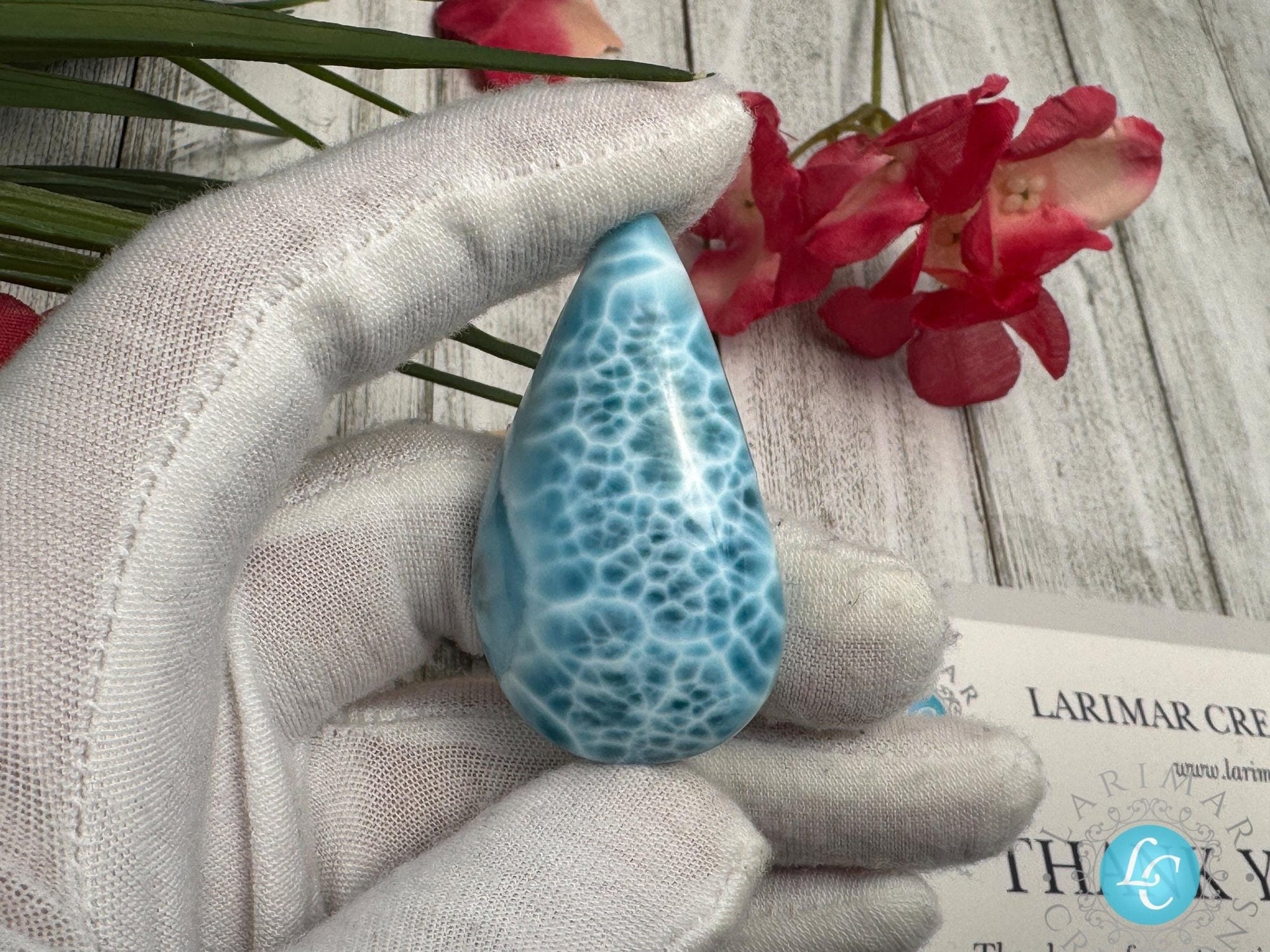 Natural Large Larimar Cabochon for Jewelry Making - Unique Blue Gemstone for Wire Wrapping, Pendant Crafting, or