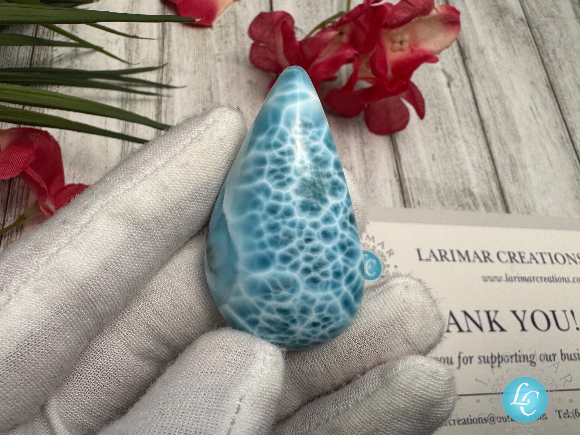 Natural Large Larimar Cabochon for Jewelry Making - Unique Blue Gemstone for Wire Wrapping, Pendant Crafting, or