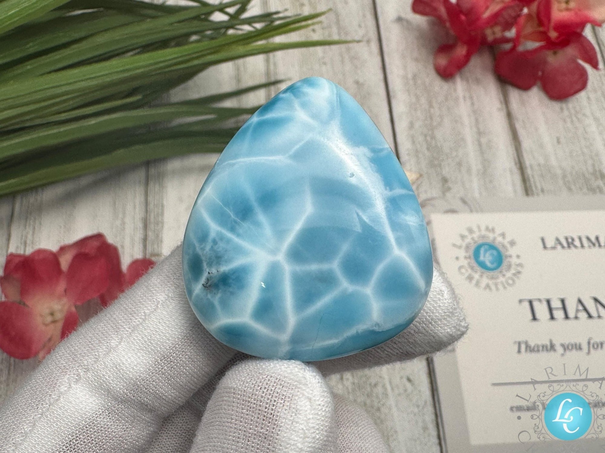 Larimar Cabochon Gemstone, large Larimar Collector&#39;s specimen - Larimar Creations