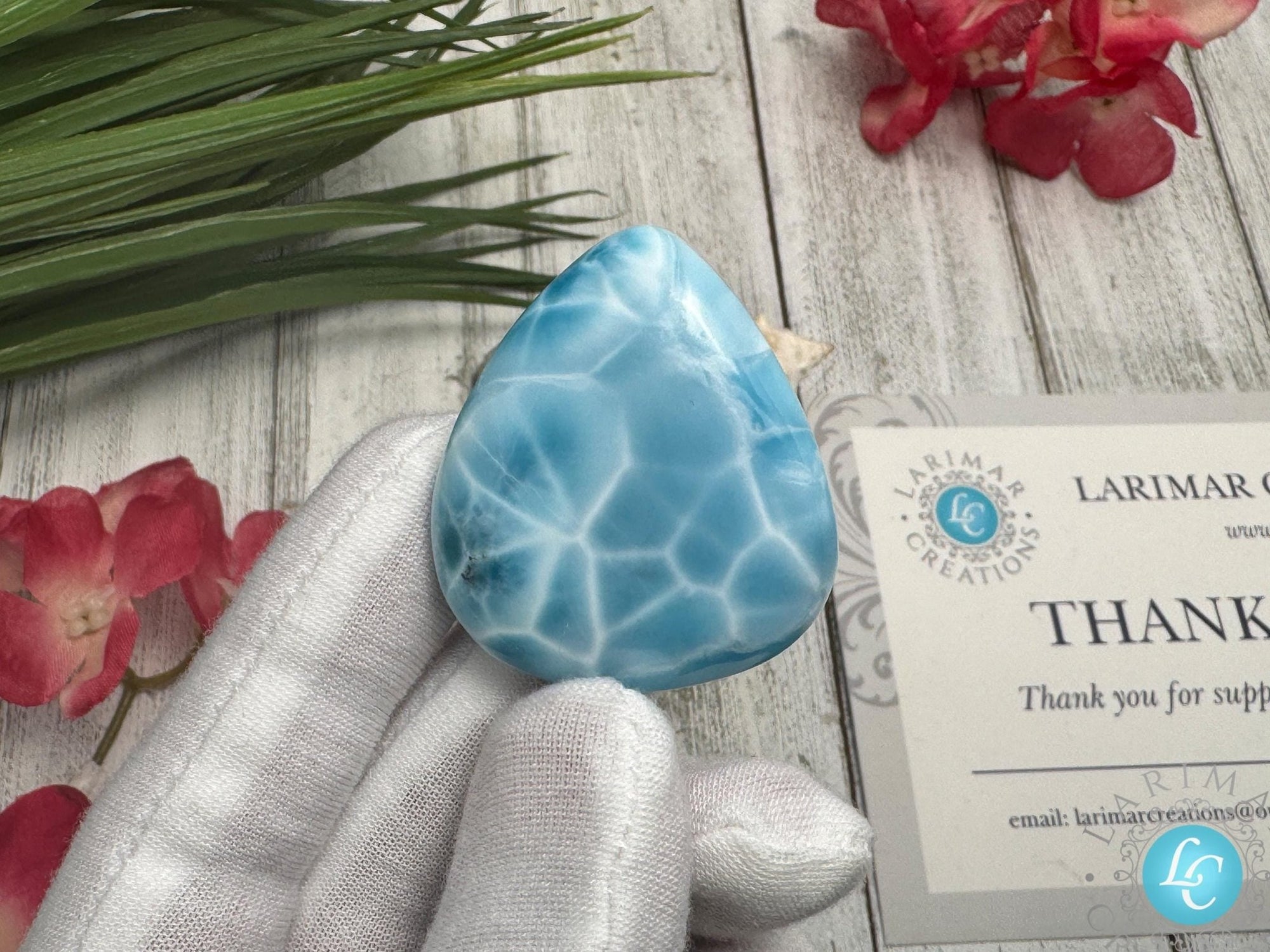 Larimar Cabochon Gemstone, large Larimar Collector&#39;s specimen - Larimar Creations