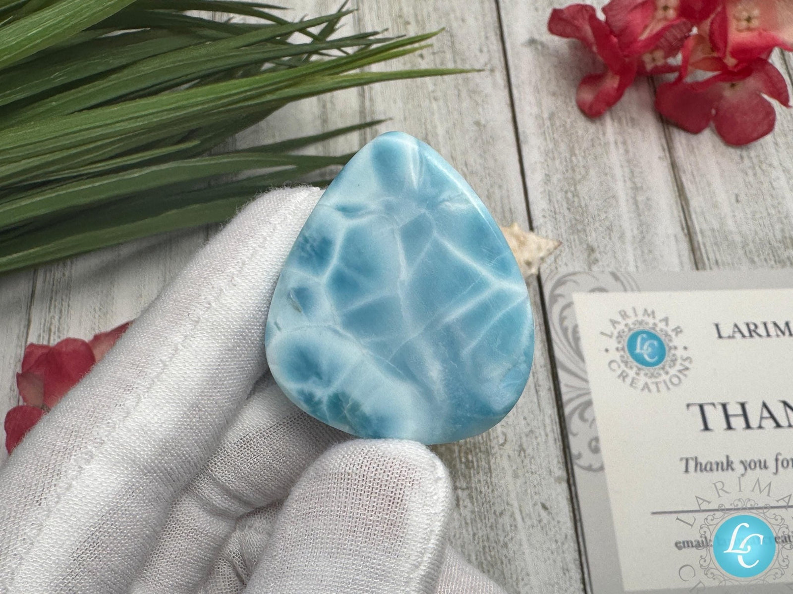 Larimar Cabochon Gemstone, large Larimar Collector's specimen - Larimar Creations