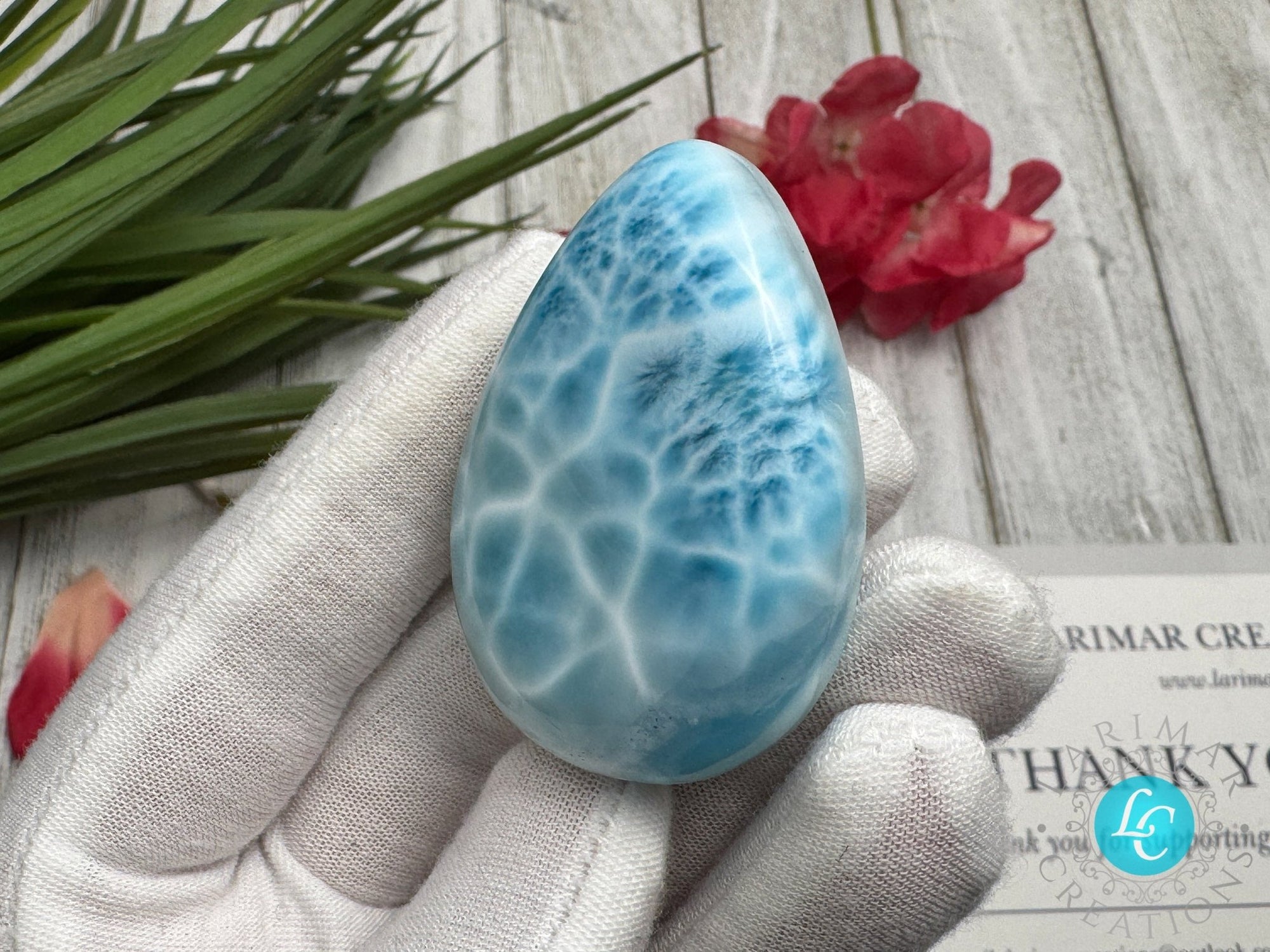 Larimar Cabochon, Large Teardrop specimen, Top quality AAAA - Larimar Creations