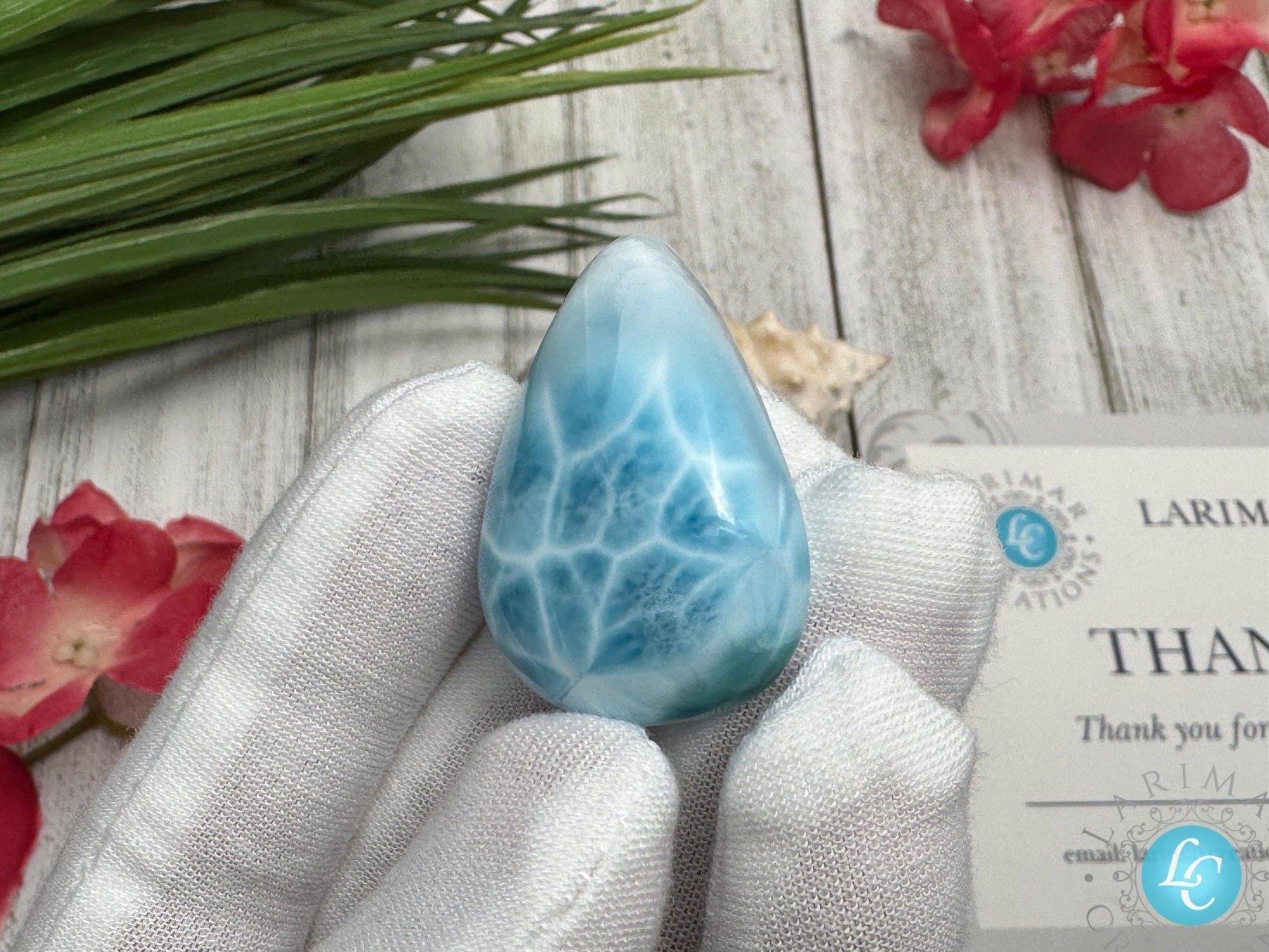 Larimar Cabochon, Natural Teardrop Gemstone - Larimar Creations