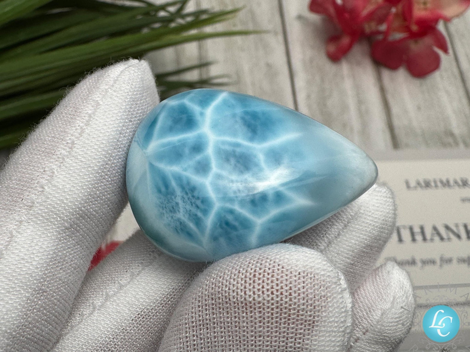 Larimar Cabochon, Natural Teardrop Gemstone - Larimar Creations