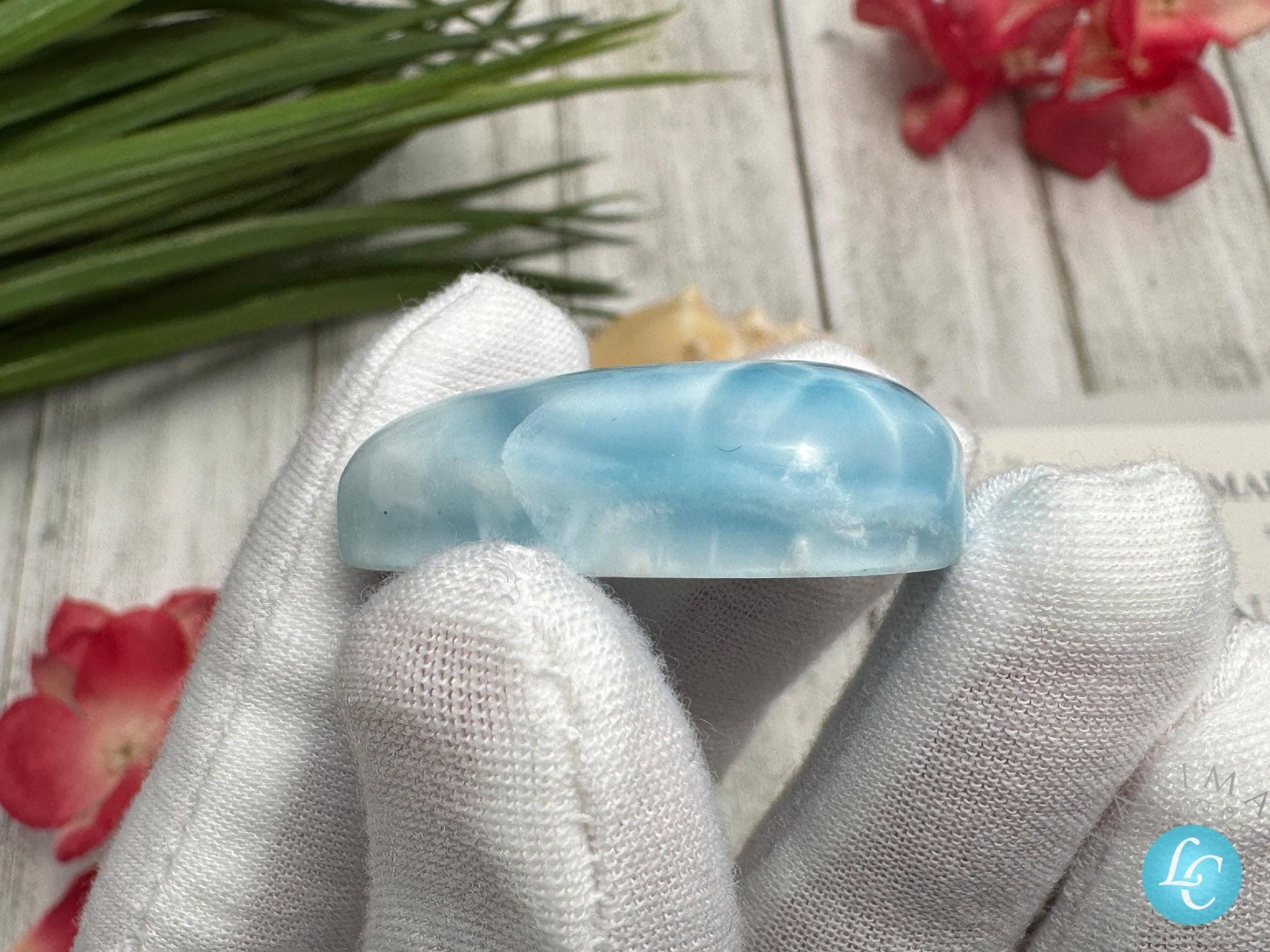 Larimar Cabochon, Natural Teardrop Gemstone - Larimar Creations