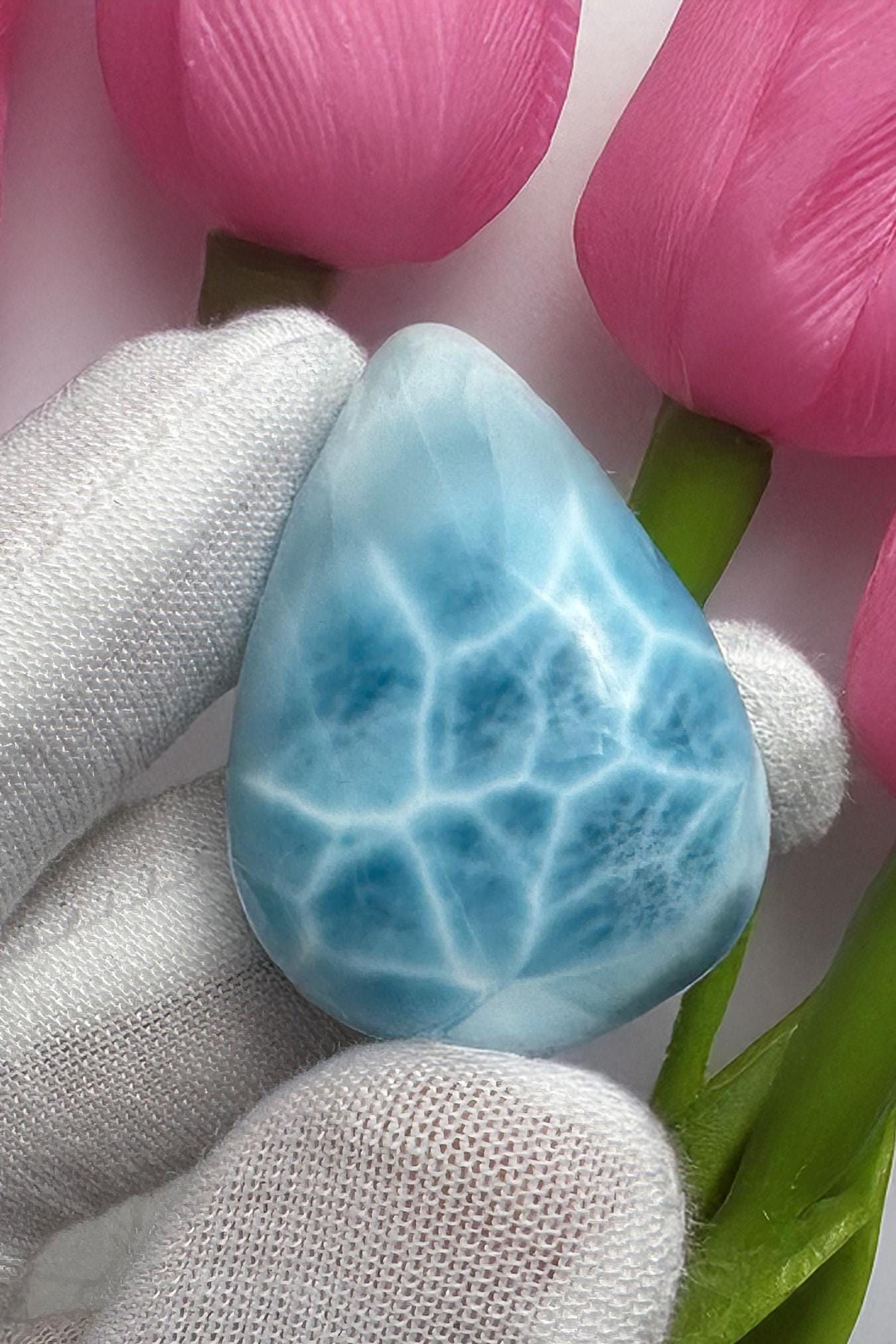 Larimar Cabochon, Natural Teardrop Gemstone - Larimar Creations
