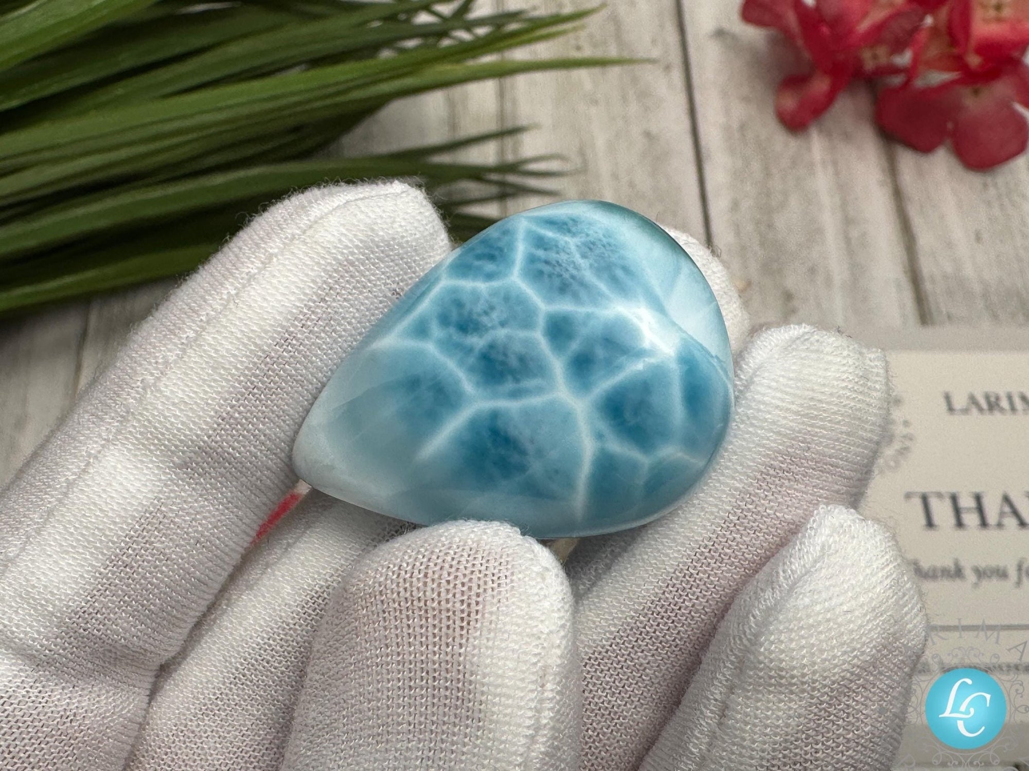 Larimar Cabochon, Natural Teardrop Gemstone - Larimar Creations