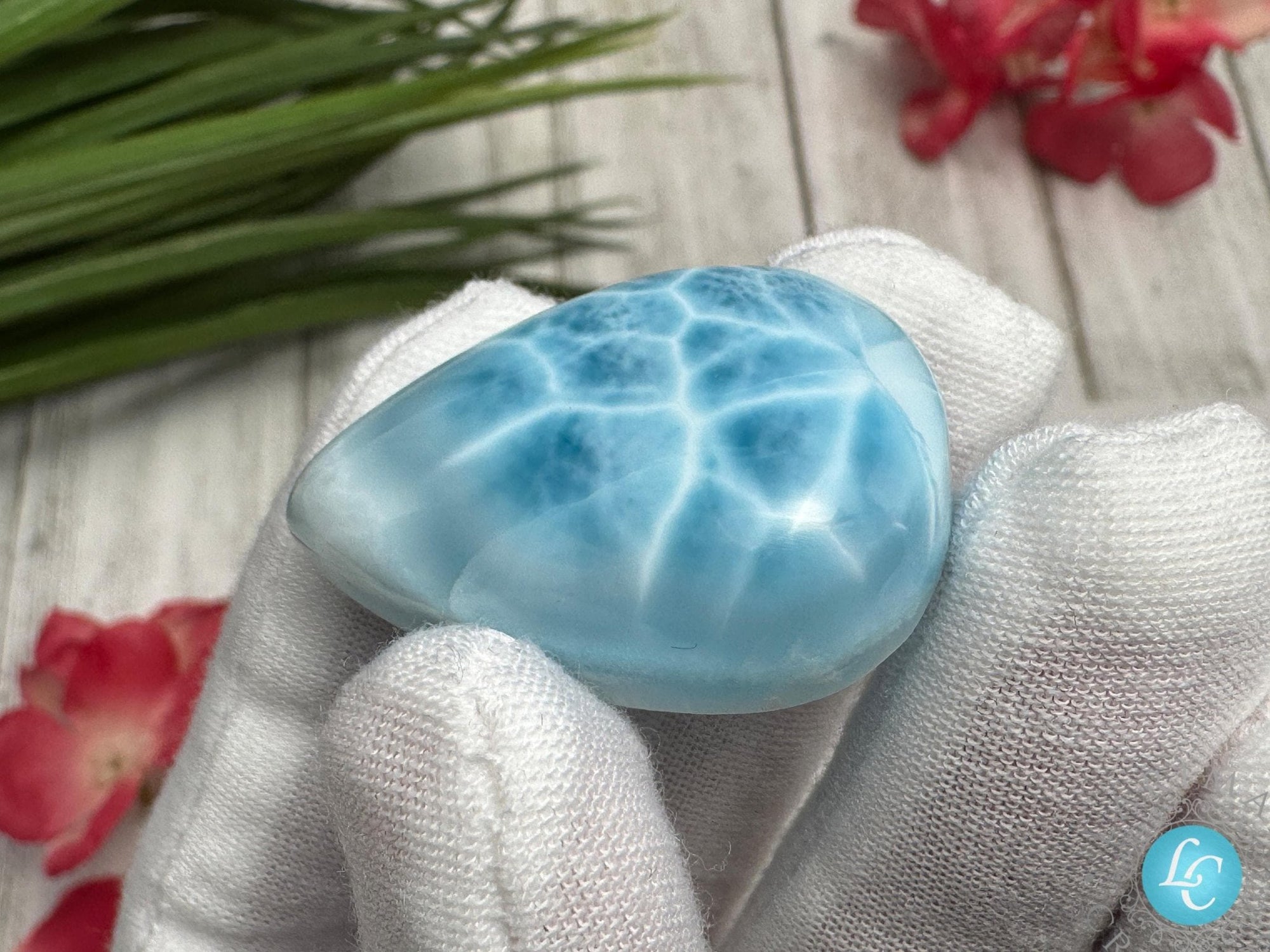 Larimar Cabochon, Natural Teardrop Gemstone - Larimar Creations