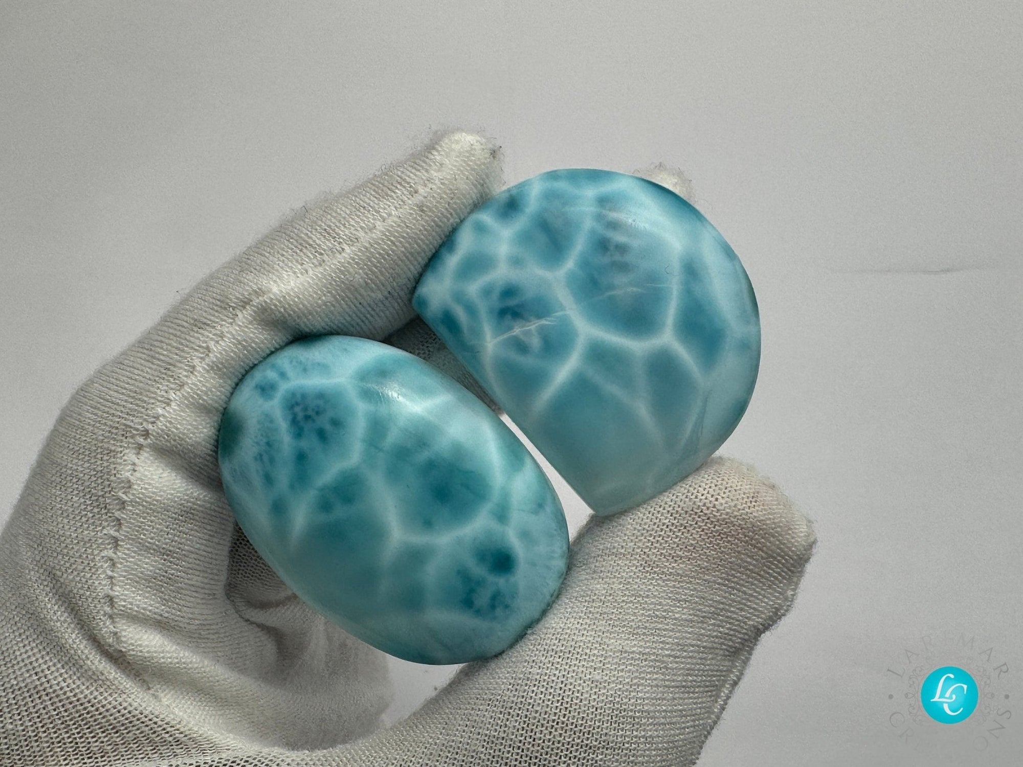 Larimar Cabochon Oval, larimar palm stone, QTY. 2 Oval-shaped polished Larimar turtleback, larimar high-quality AAAA cabochon