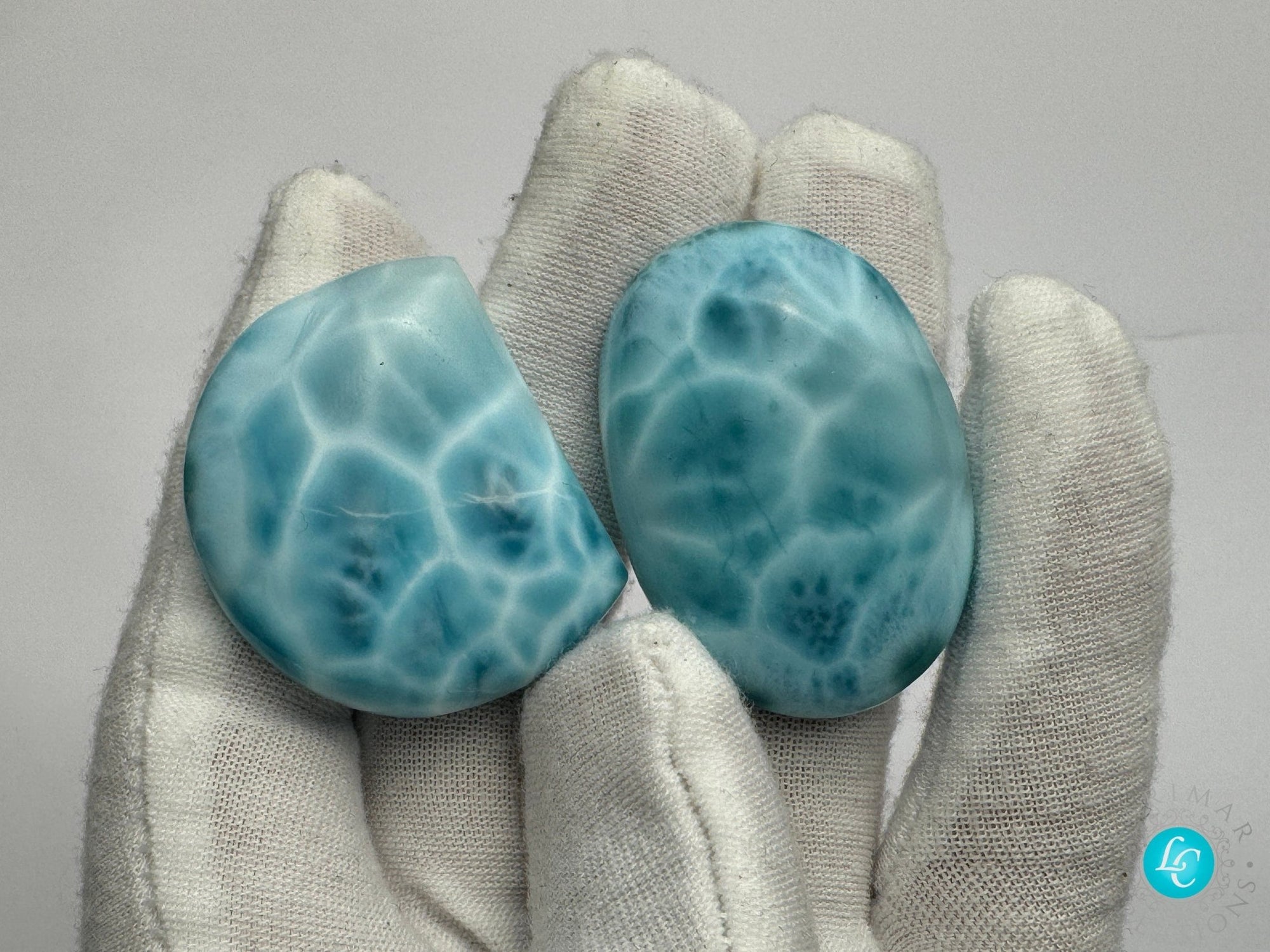 Larimar Cabochon Oval, larimar palm stone, QTY. 2 Oval-shaped polished Larimar turtleback, larimar high-quality AAAA cabochon