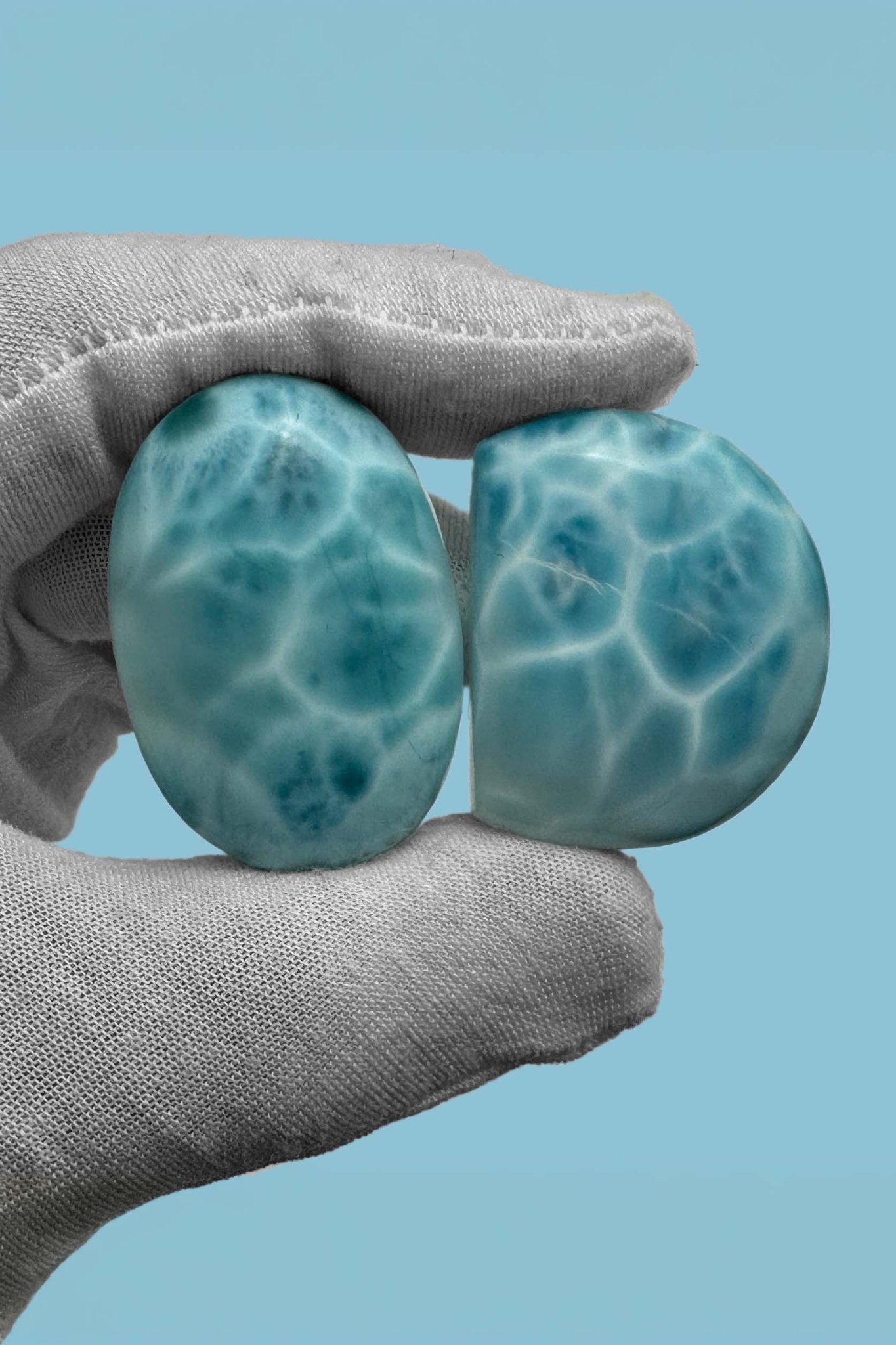 Larimar Cabochon Oval, larimar palm stone, QTY. 2 Oval-shaped polished Larimar turtleback, larimar high-quality AAAA cabochon