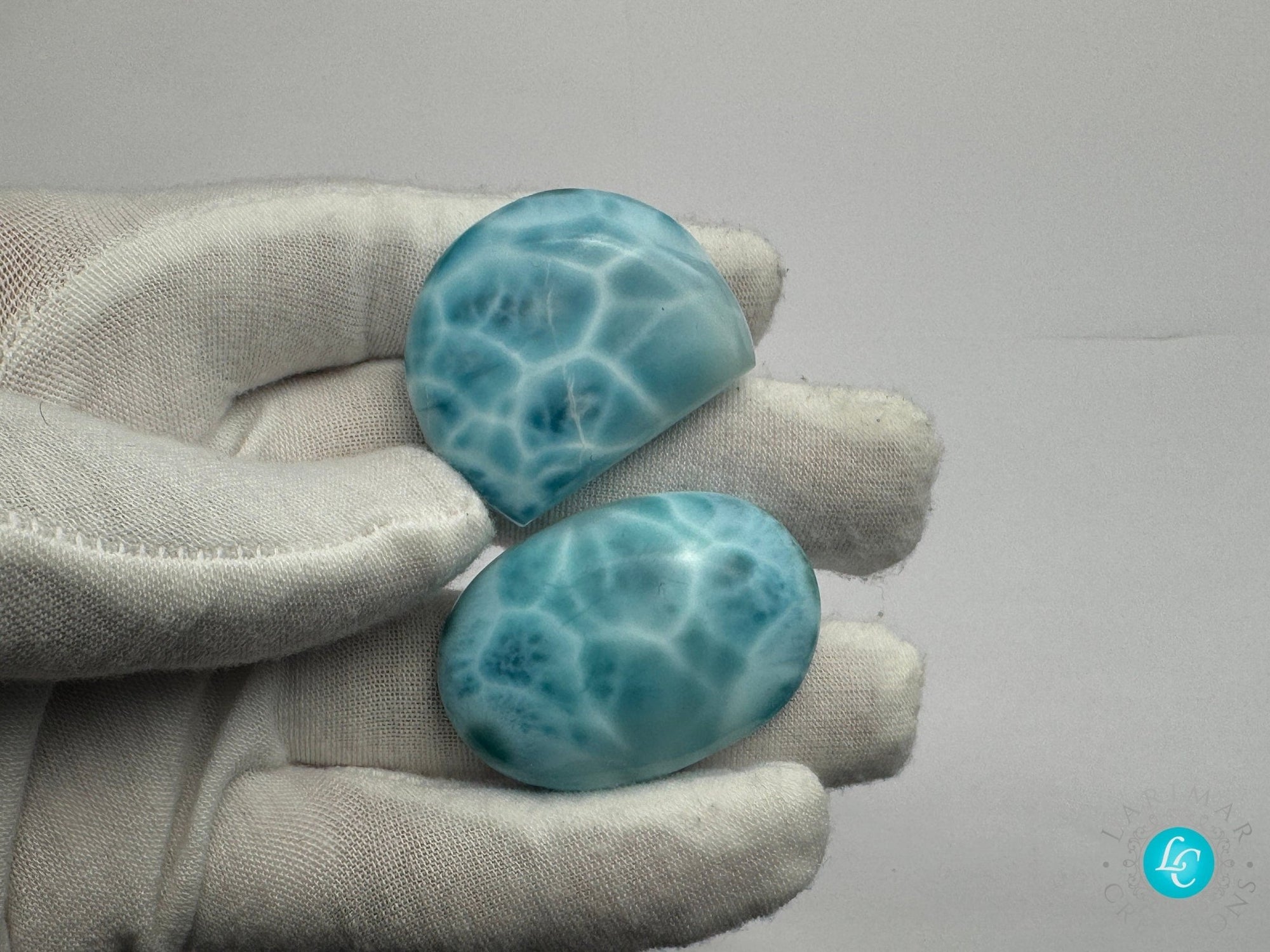 Larimar Cabochon Oval, larimar palm stone, QTY. 2 Oval-shaped polished Larimar turtleback, larimar high-quality AAAA cabochon