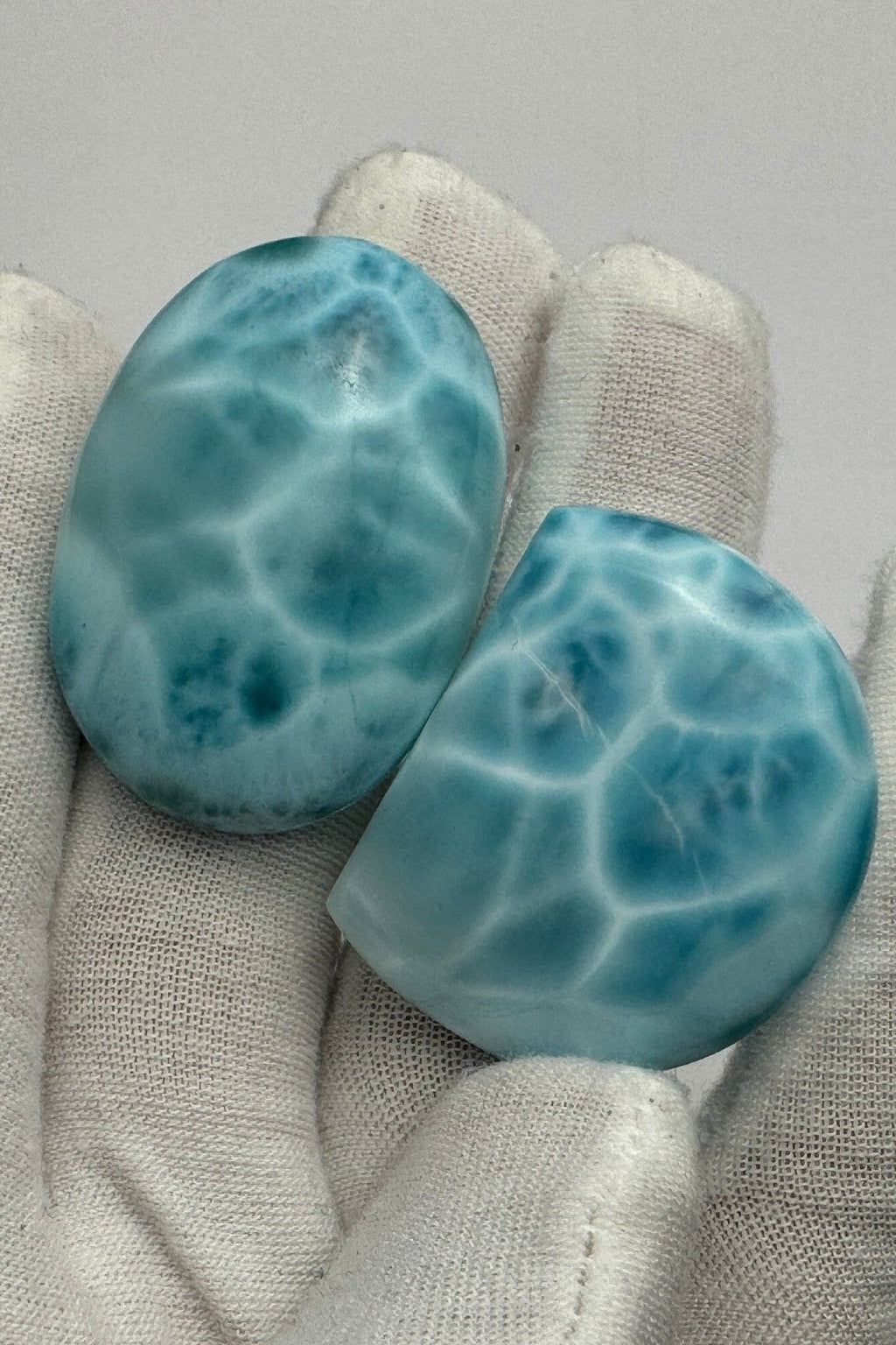 Larimar Cabochon Oval, larimar palm stone, QTY. 2 Oval-shaped polished Larimar turtleback, larimar high-quality AAAA cabochon