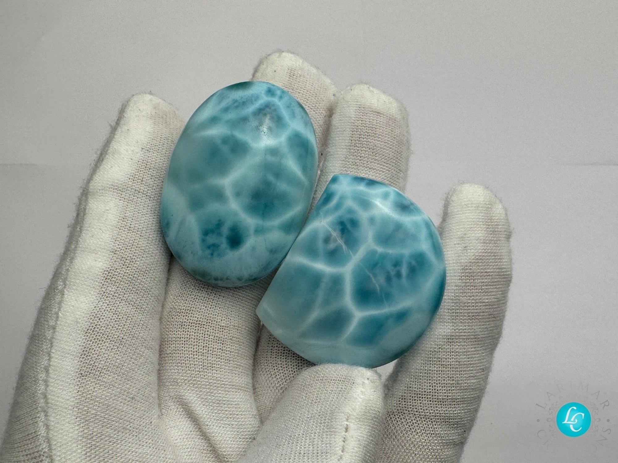 Larimar Cabochon Oval, larimar palm stone, QTY. 2 Oval-shaped polished Larimar turtleback, larimar high-quality AAAA cabochon