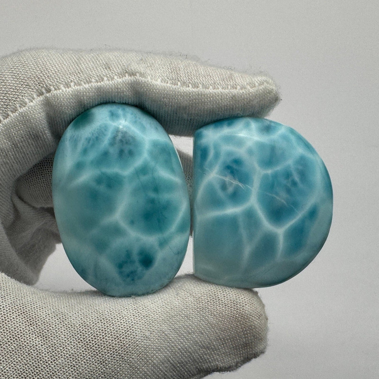 Larimar Cabochon Oval, larimar palm stone, QTY. 2 Oval-shaped polished Larimar turtleback, larimar high-quality AAAA cabochon