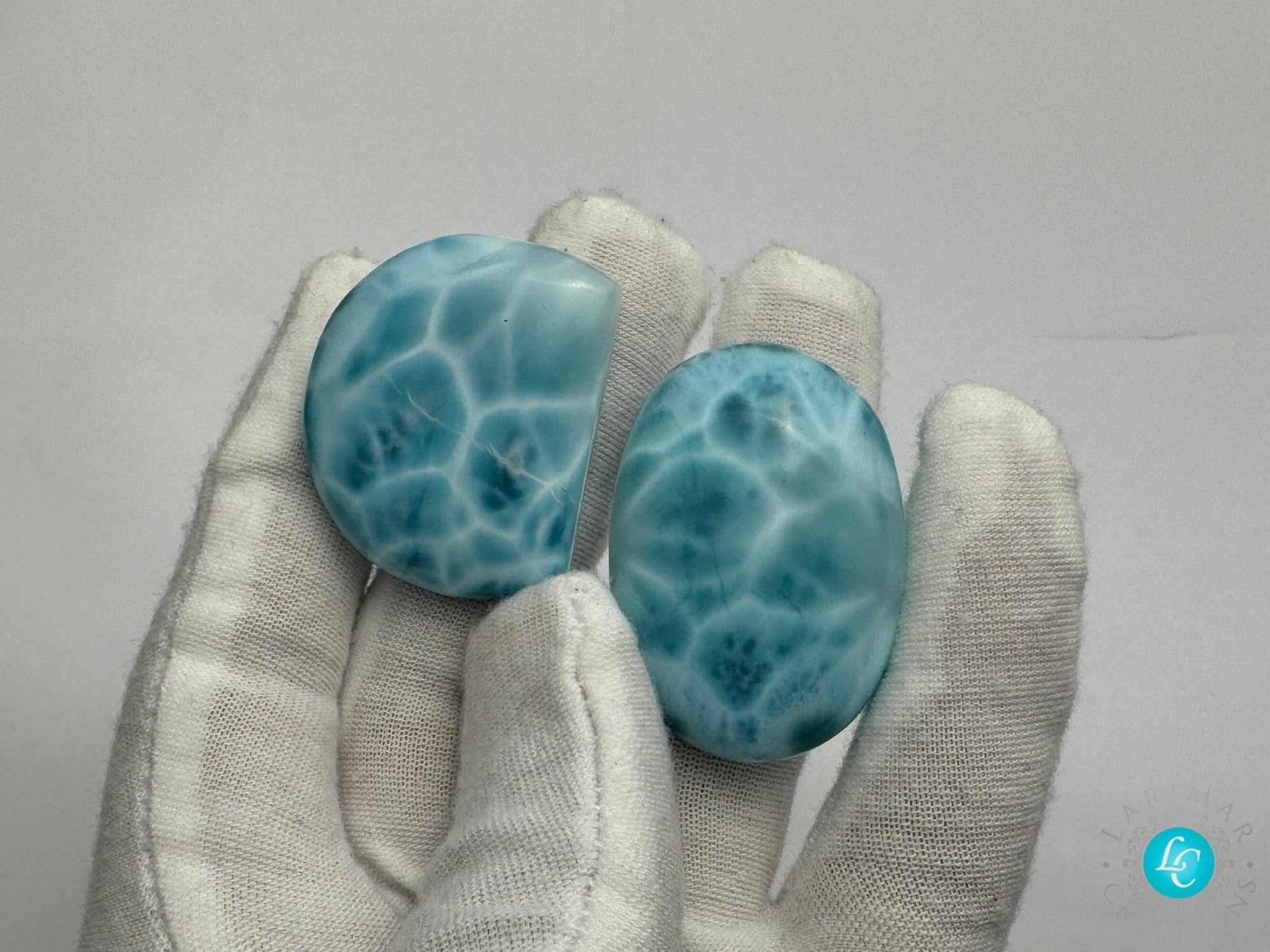 Larimar Cabochon Oval, larimar palm stone, QTY. 2 Oval-shaped polished Larimar turtleback, larimar high-quality AAAA cabochon