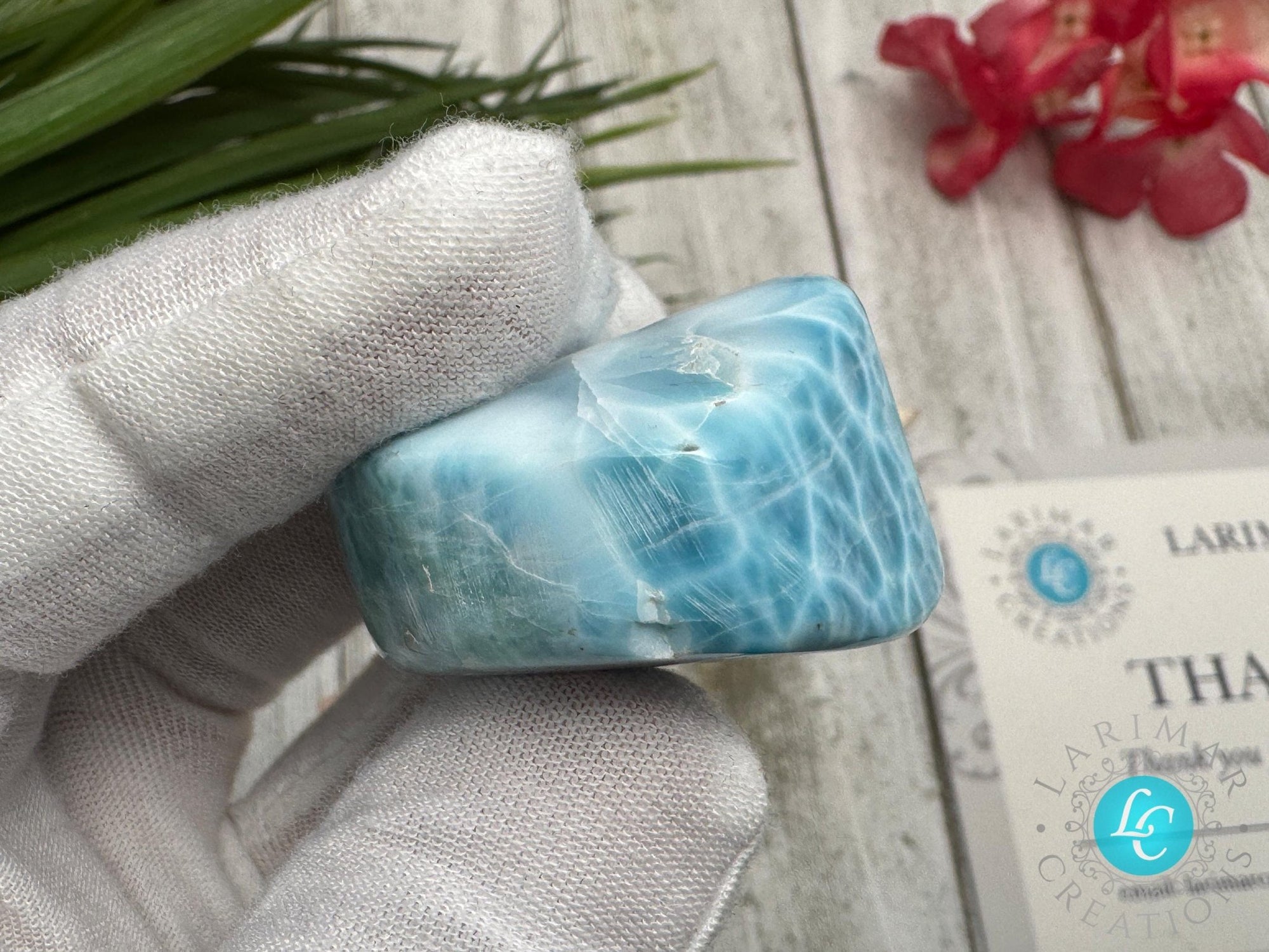 Larimar cabochon turtleback - Larimar Creations