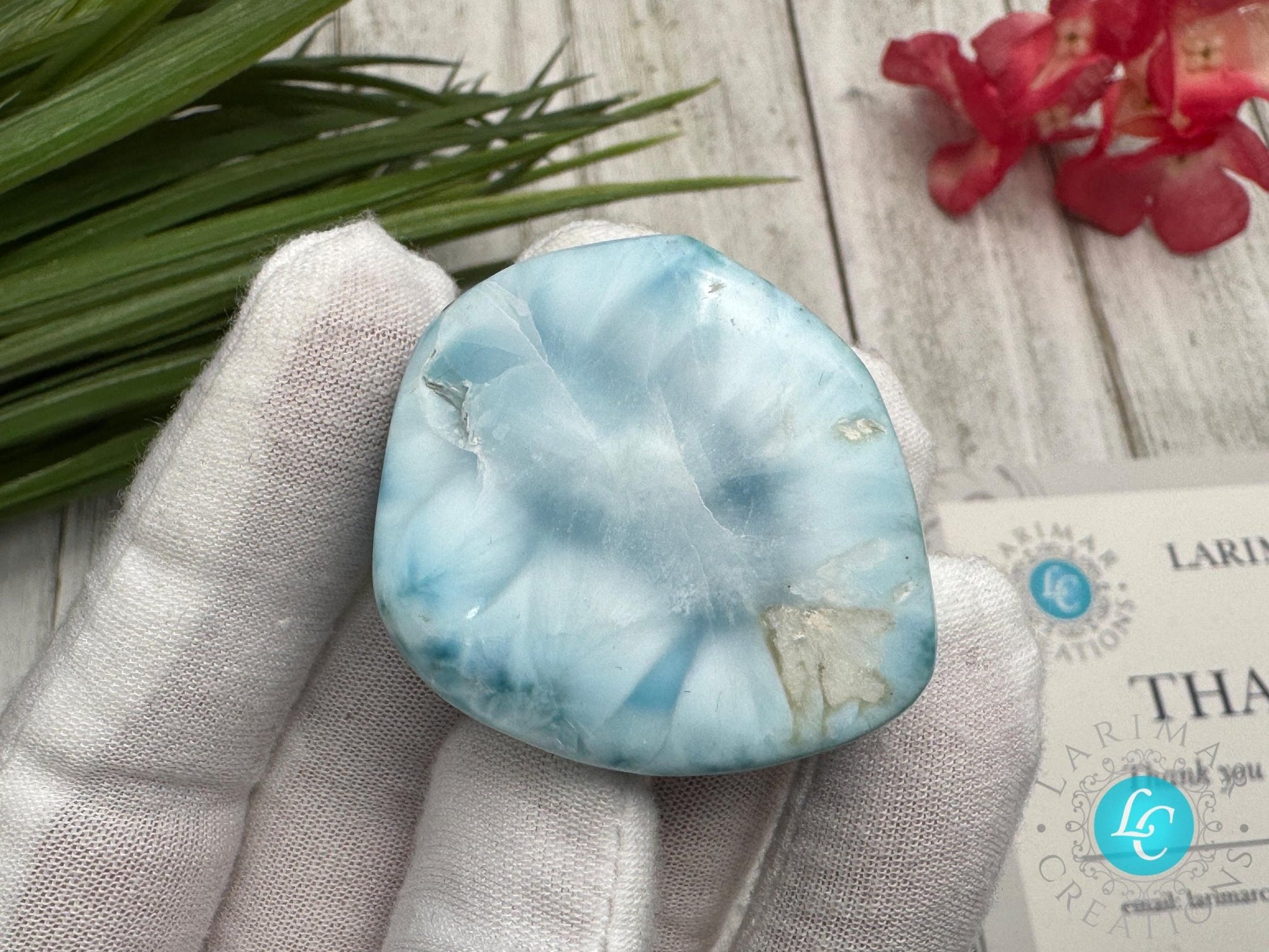 Larimar cabochon turtleback - Larimar Creations