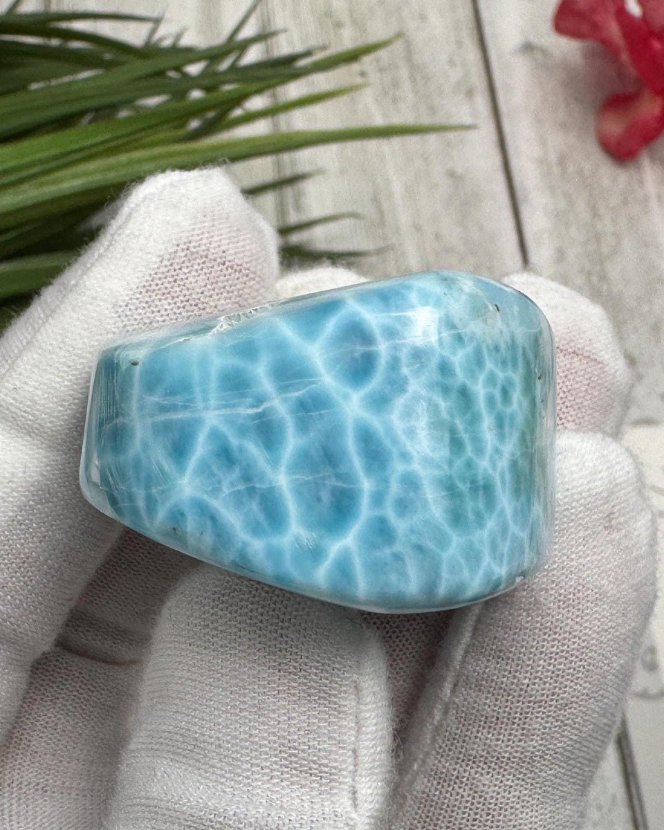 Larimar cabochon turtleback - Larimar Creations