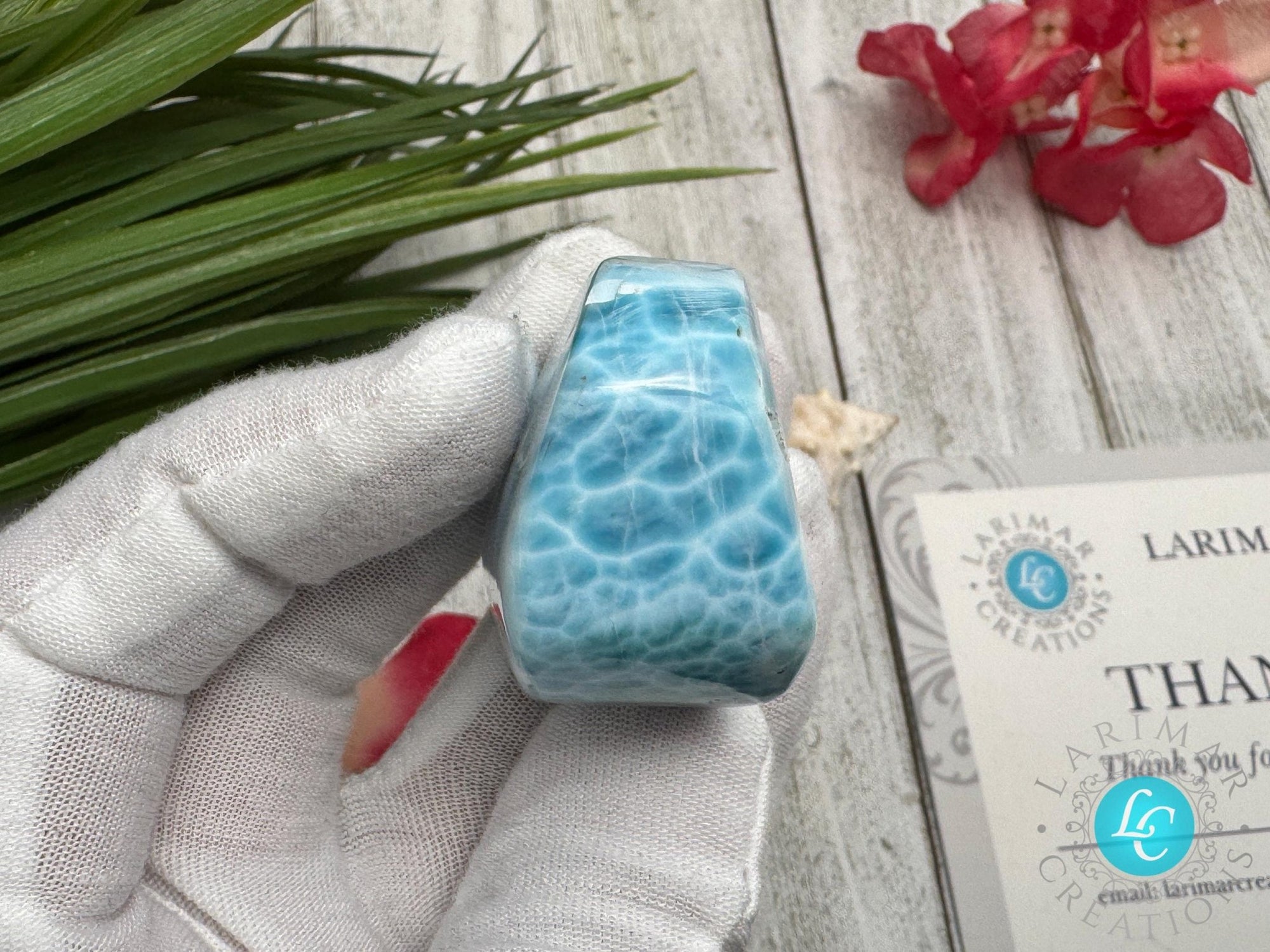 Larimar cabochon turtleback - Larimar Creations
