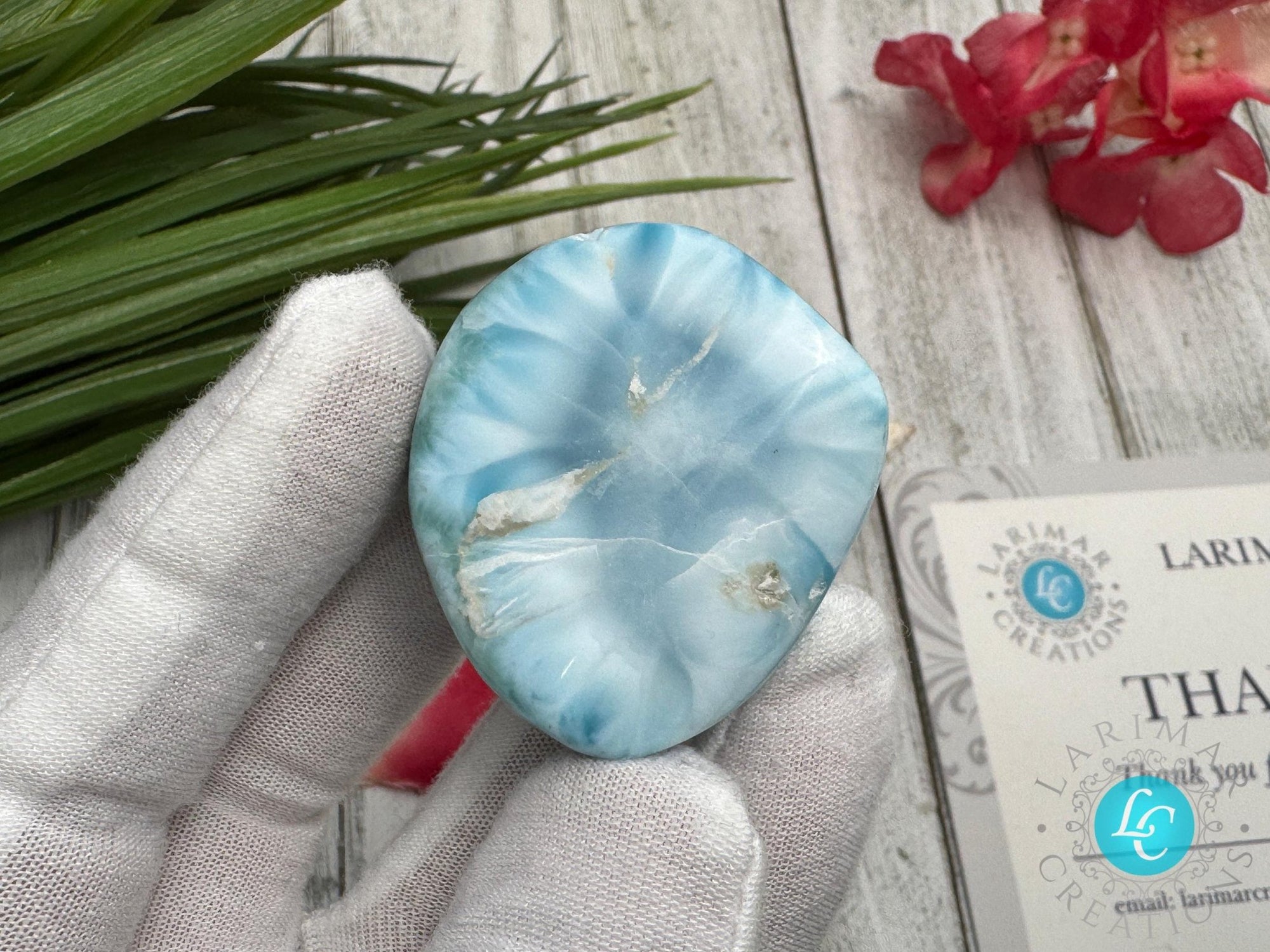 Larimar cabochon turtleback - Larimar Creations