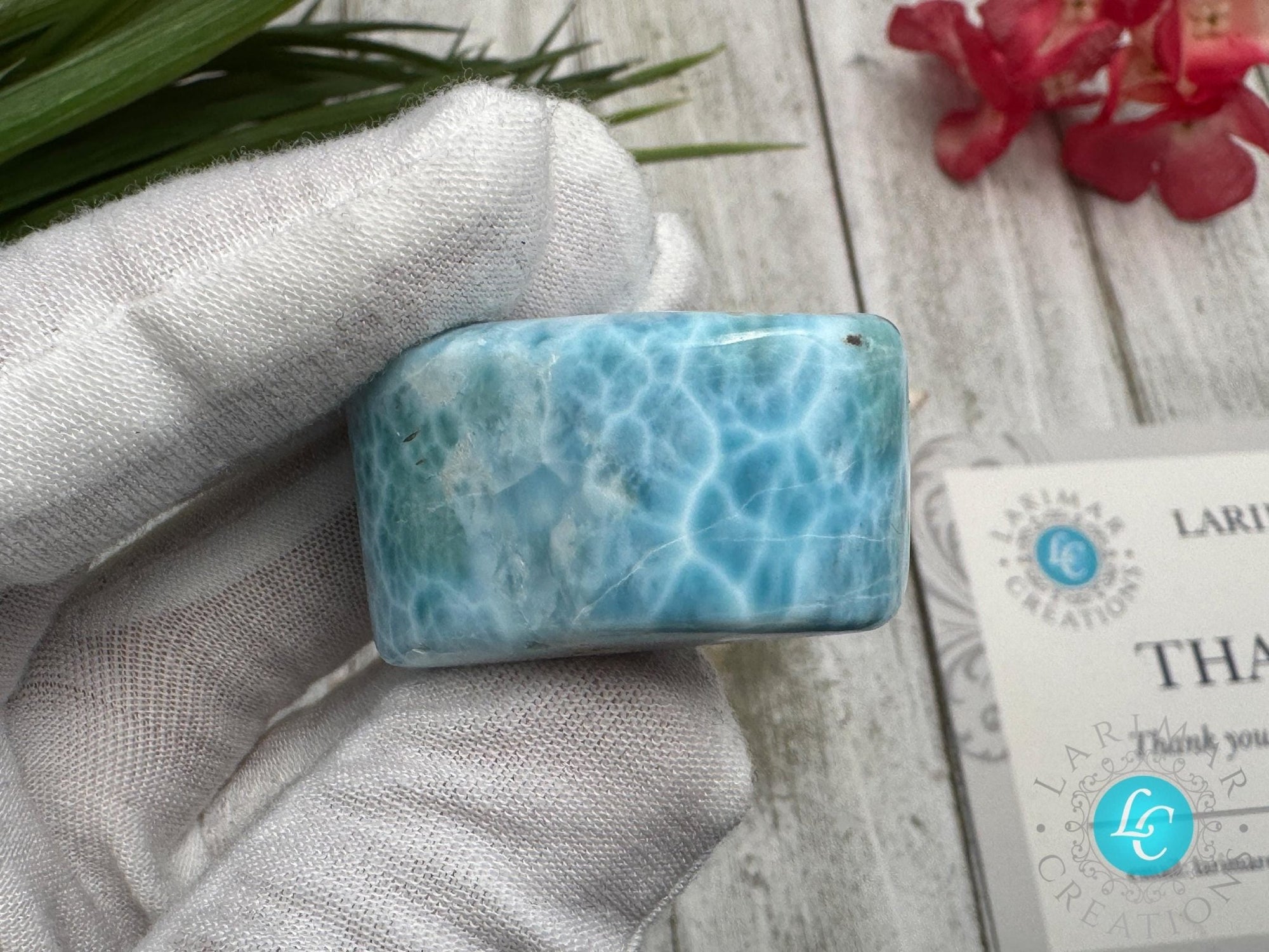 Larimar cabochon turtleback - Larimar Creations