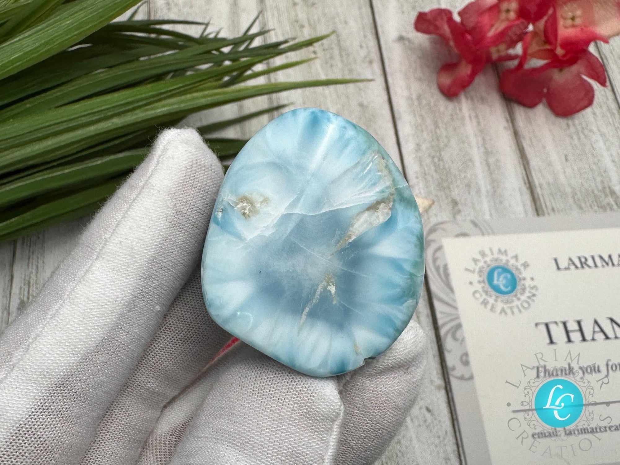 Larimar cabochon turtleback - Larimar Creations