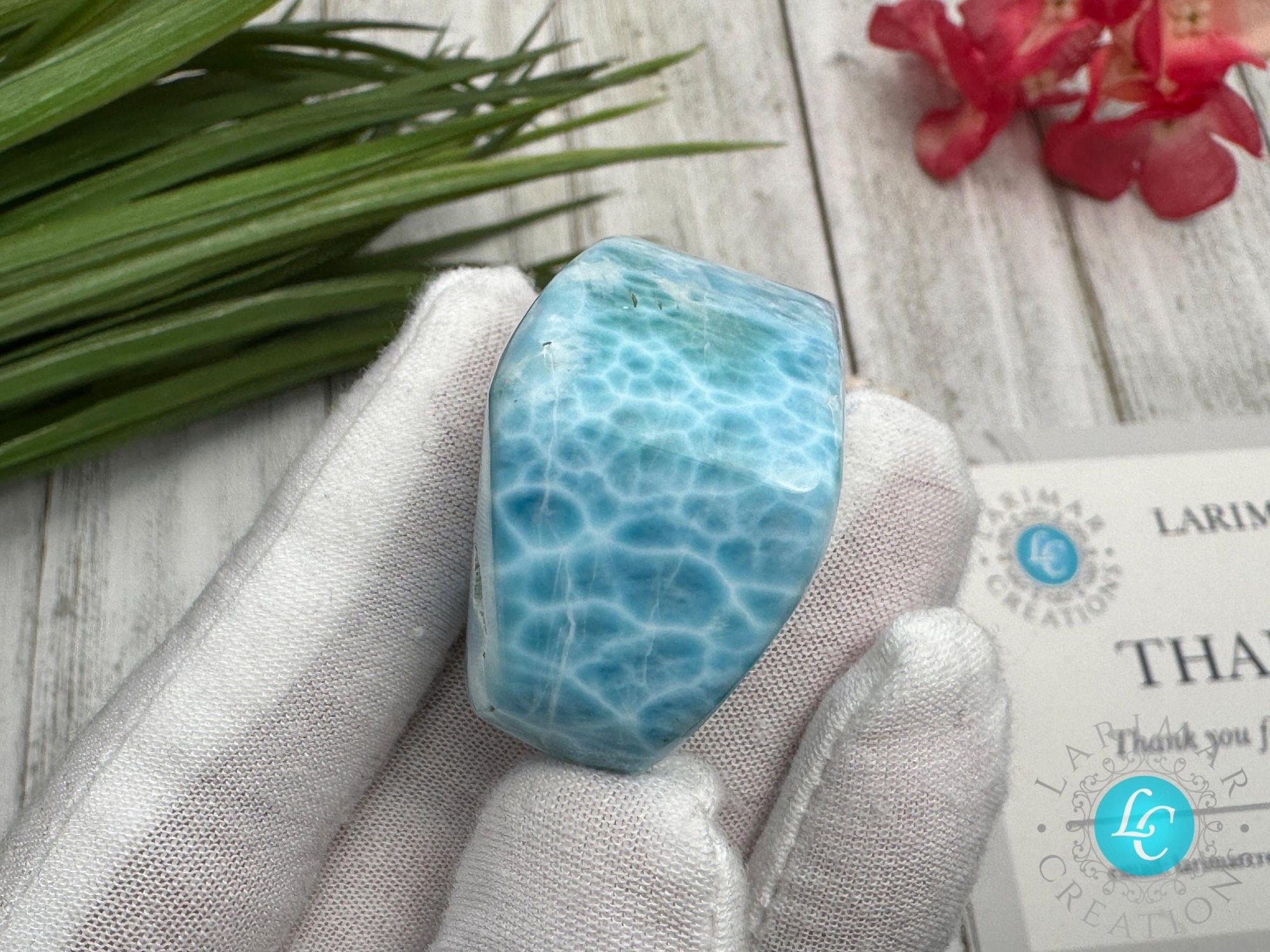 Larimar cabochon turtleback - Larimar Creations