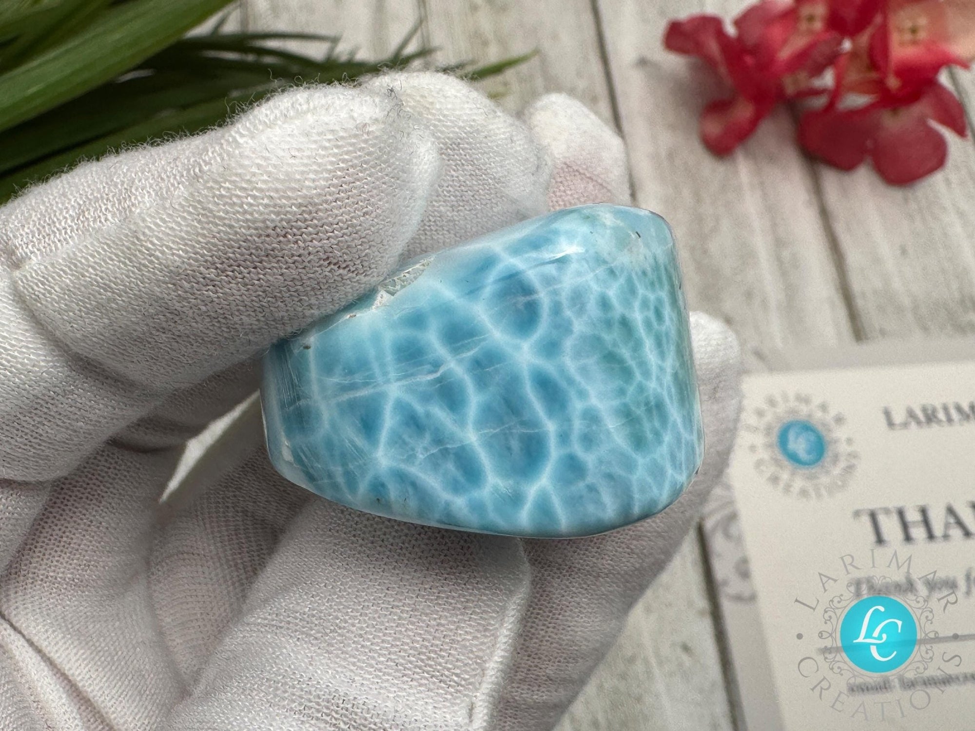 Larimar cabochon turtleback - Larimar Creations