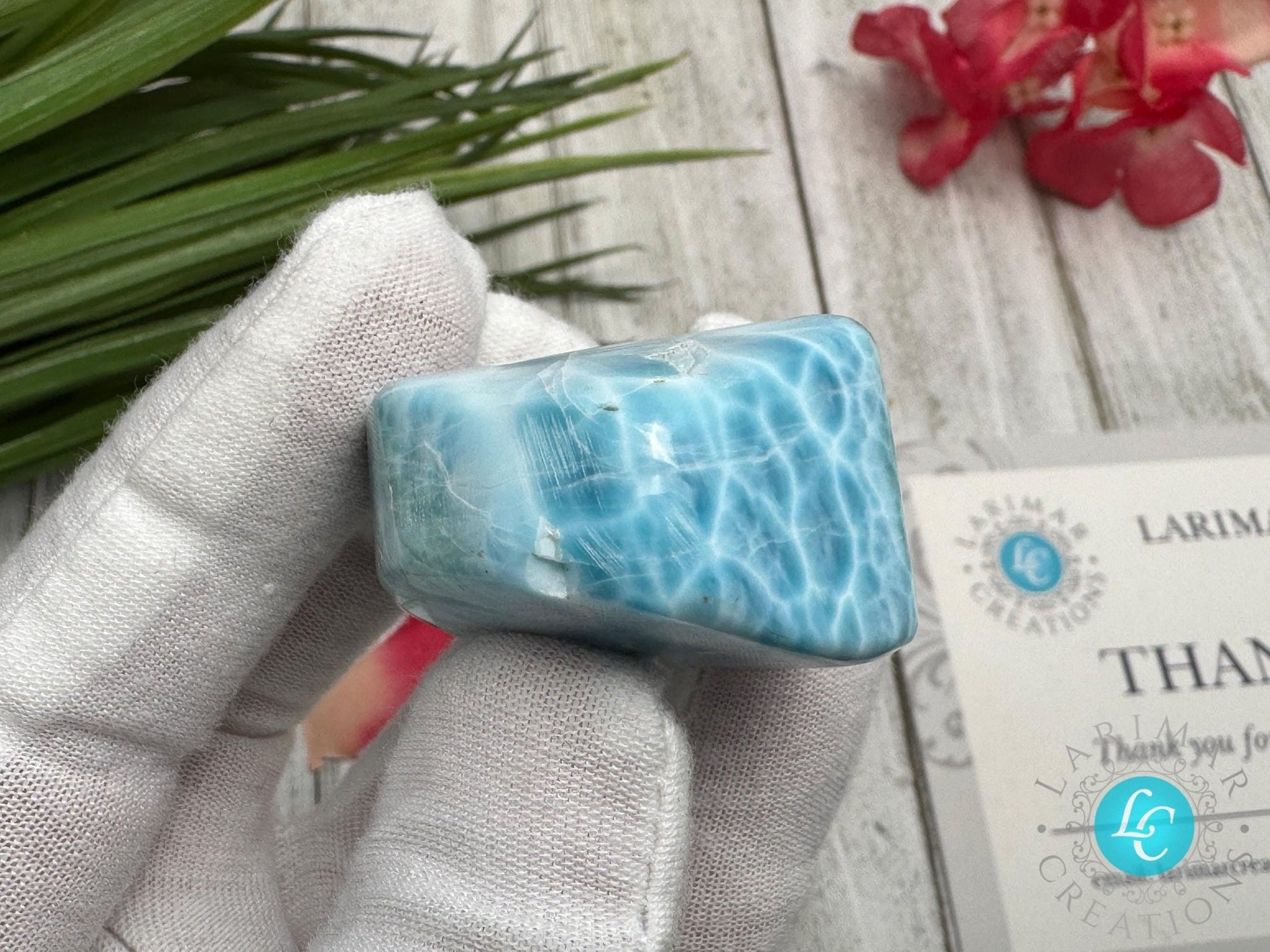 Larimar cabochon turtleback - Larimar Creations