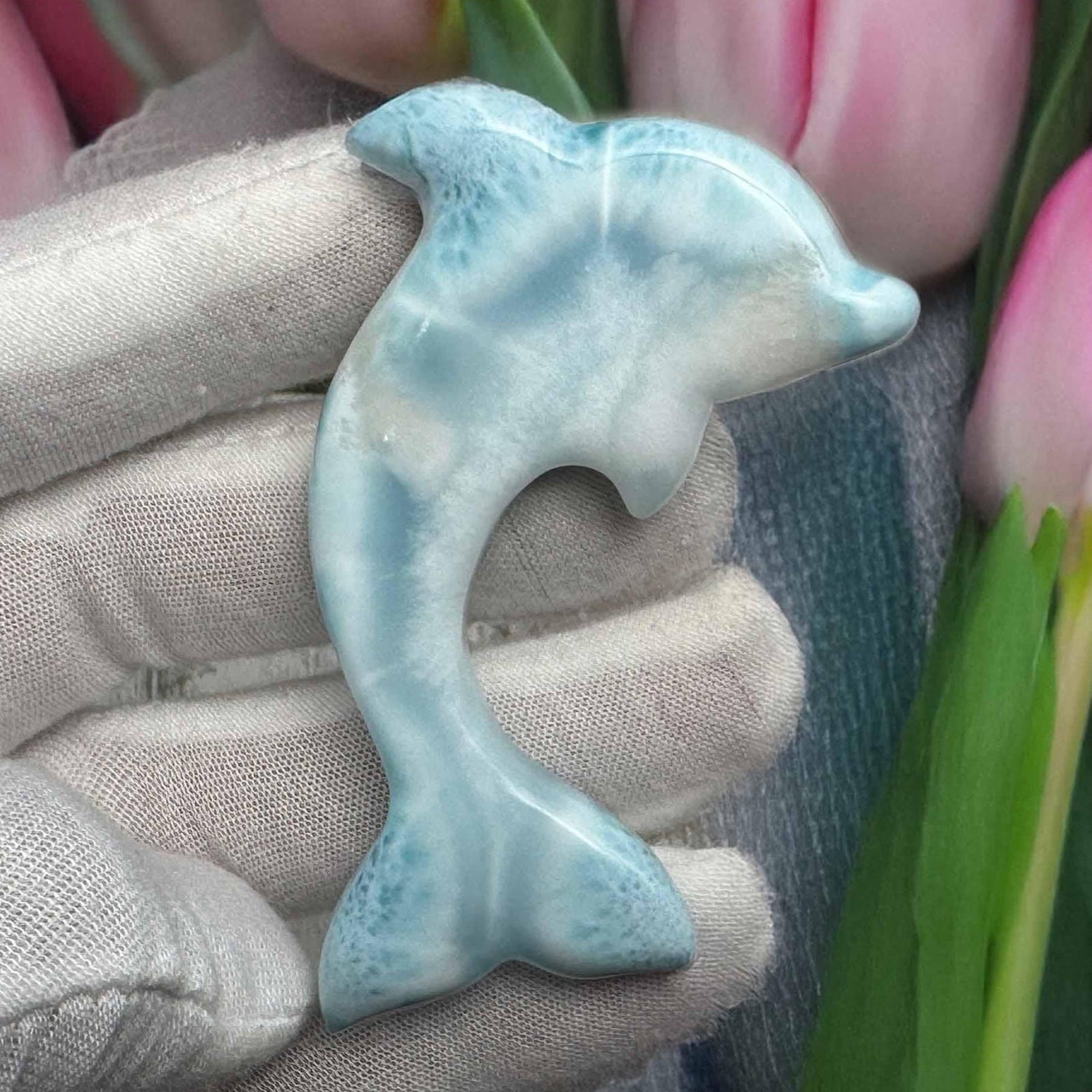 Larimar Dolphin Carving - Larimar Creations