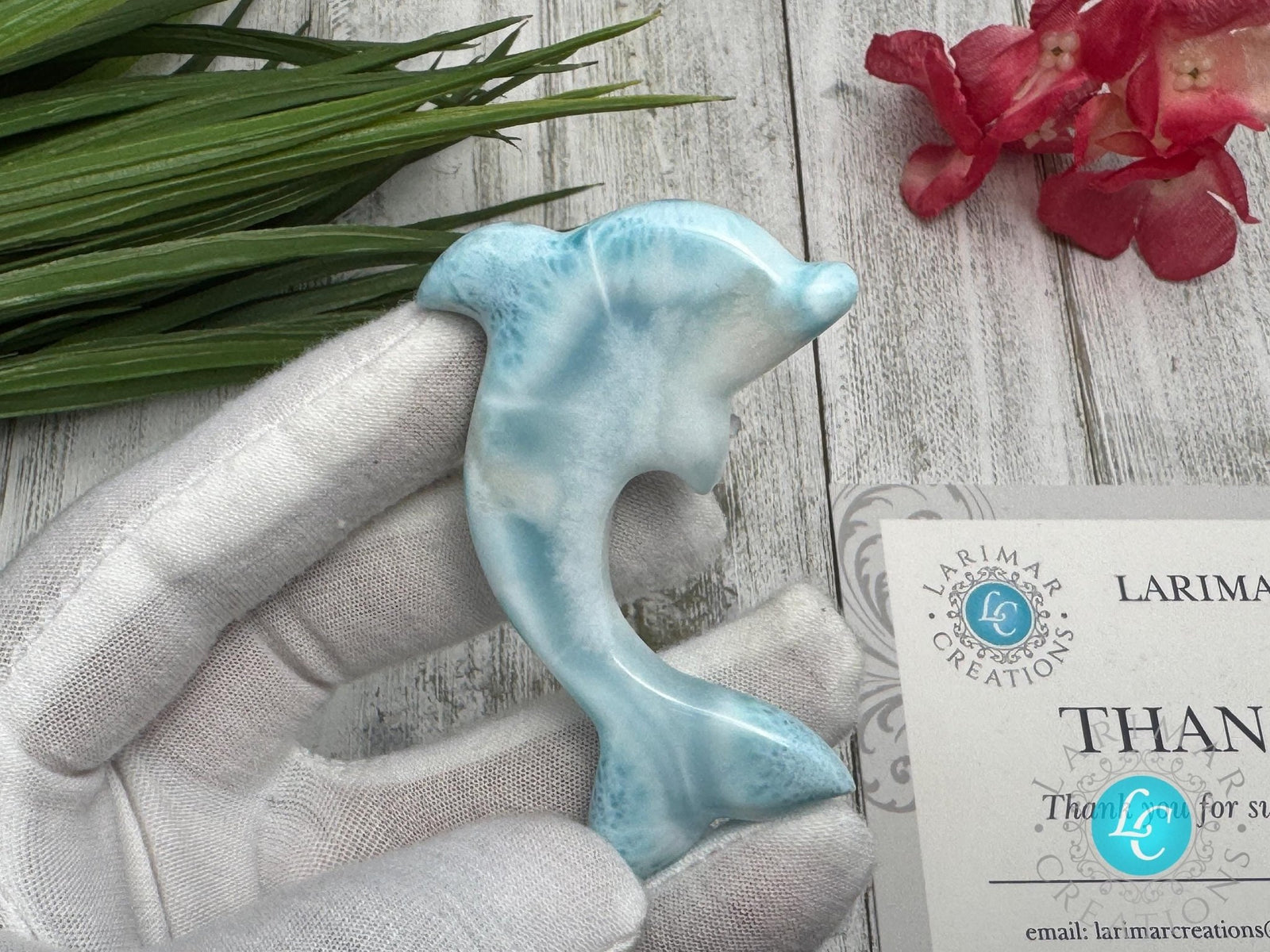 Larimar Dolphin Carving - Larimar Creations