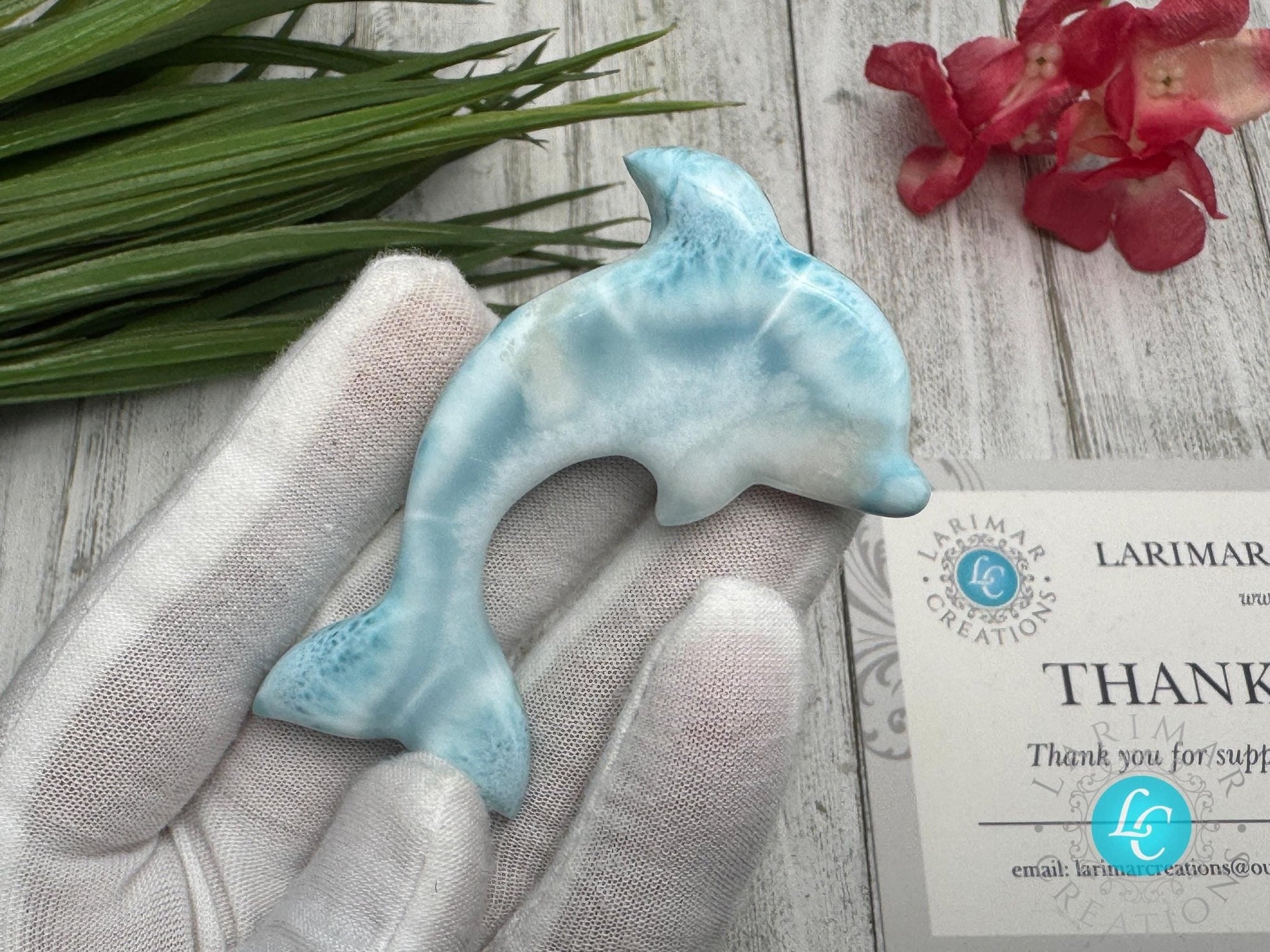 Larimar Dolphin Carving - Larimar Creations
