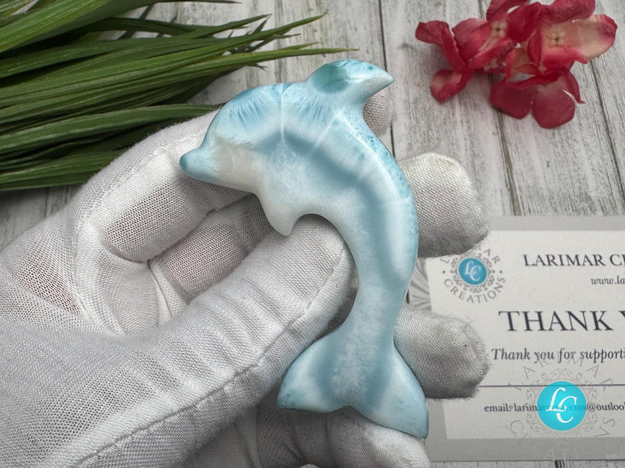 Larimar Dolphin Carving - Larimar Creations