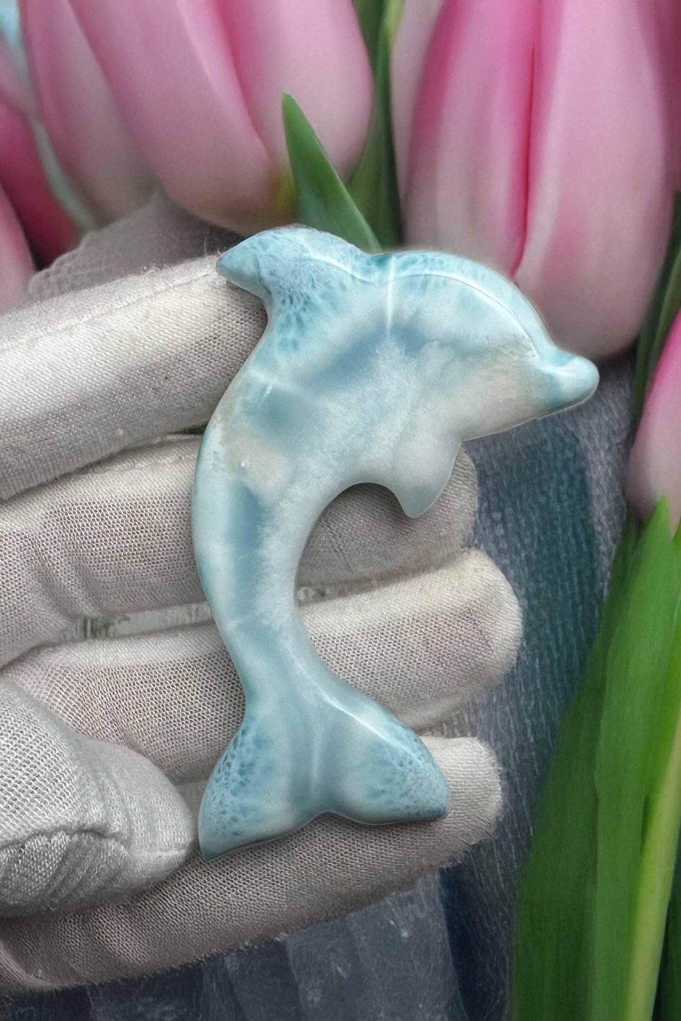 Larimar Dolphin Carving - Larimar Creations