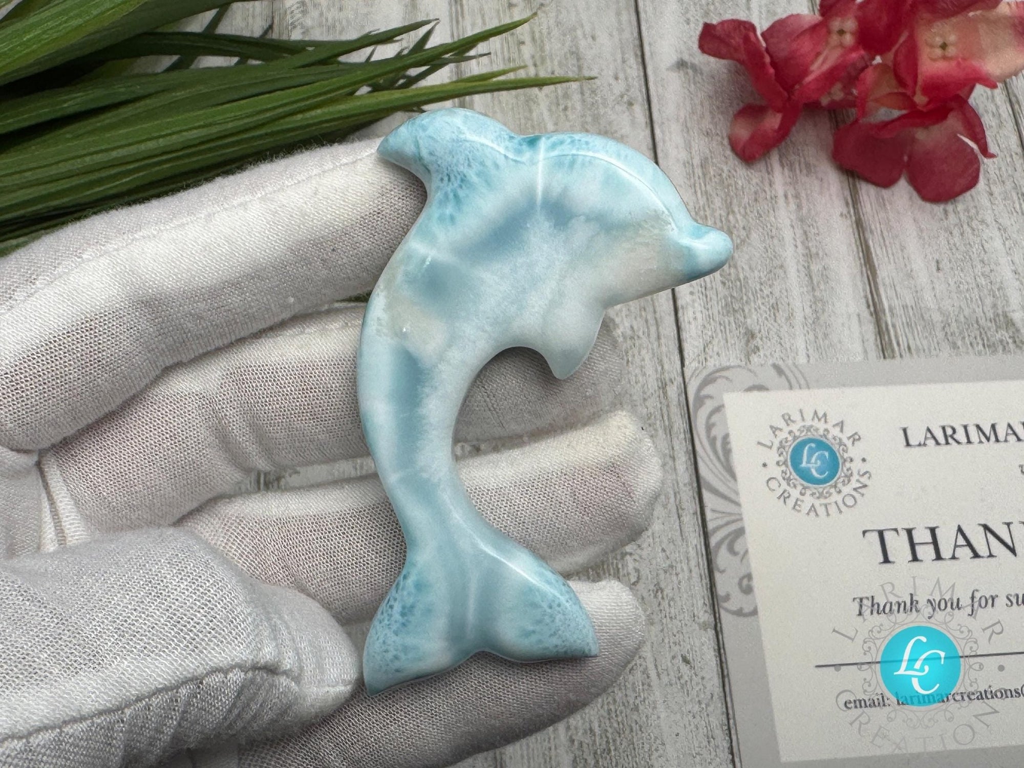 Larimar Dolphin Carving - Larimar Creations