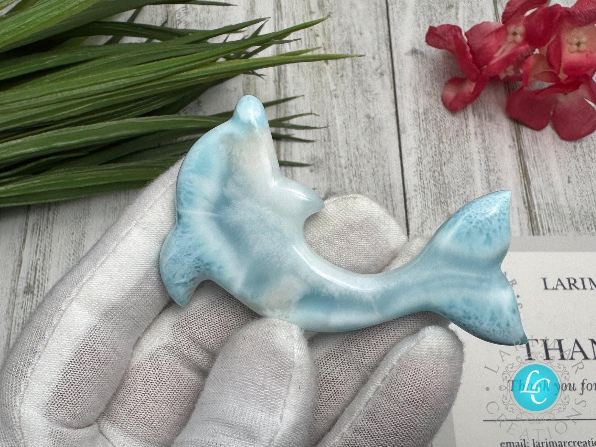 Larimar Dolphin Carving - Larimar Creations