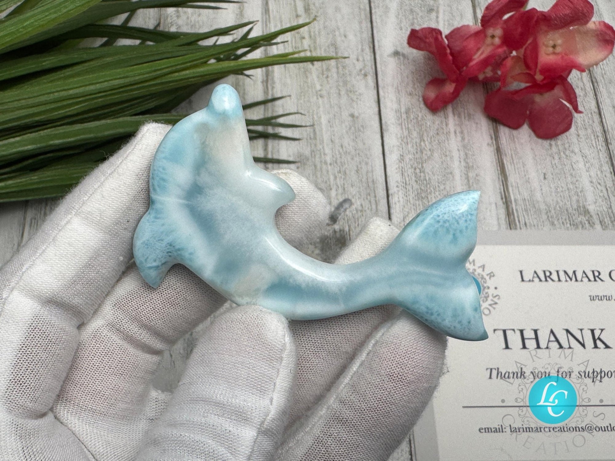 Larimar Dolphin Carving - Larimar Creations