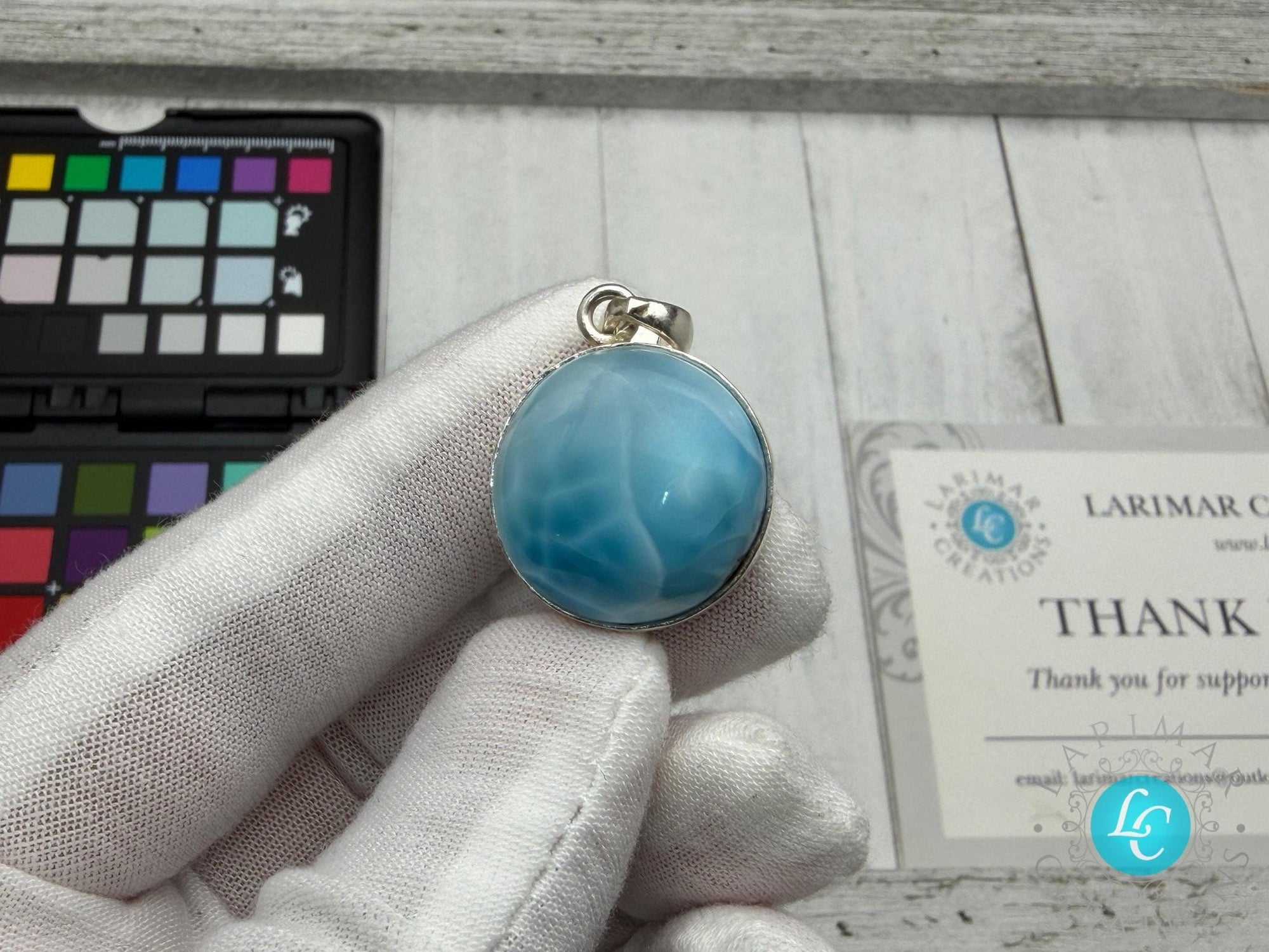 Larimar Freeform Meditation Stone – Sterling Silver - Larimar Creations