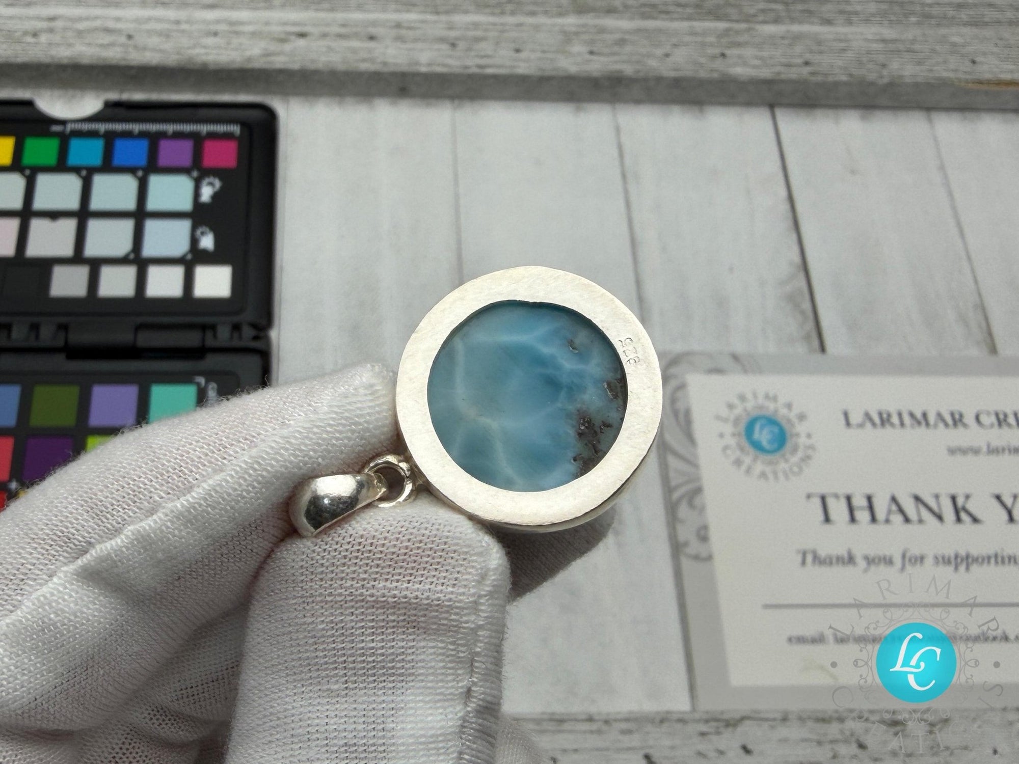 Larimar Freeform Meditation Stone – Sterling Silver - Larimar Creations