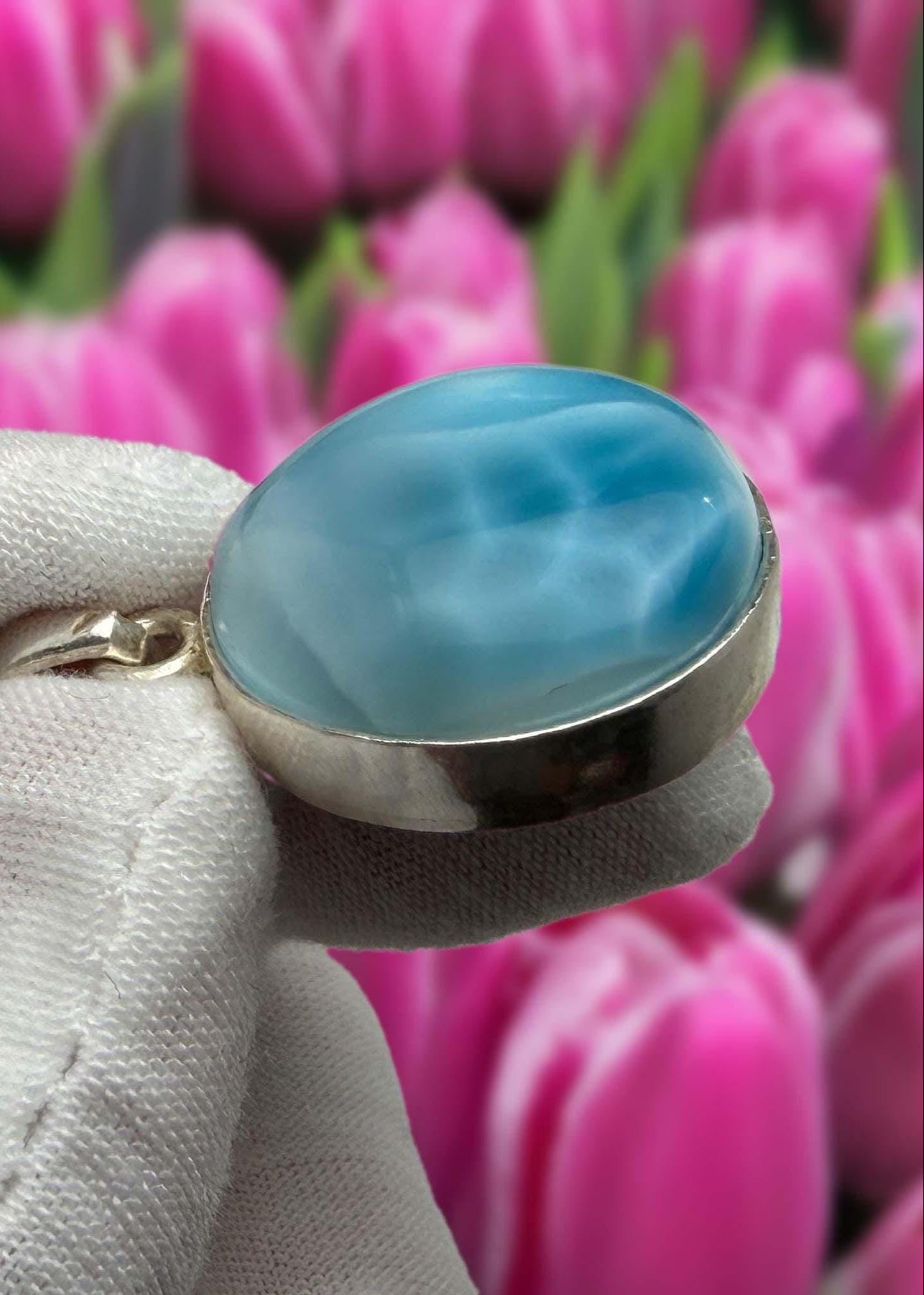 Larimar Freeform Meditation Stone – Sterling Silver - Larimar Creations