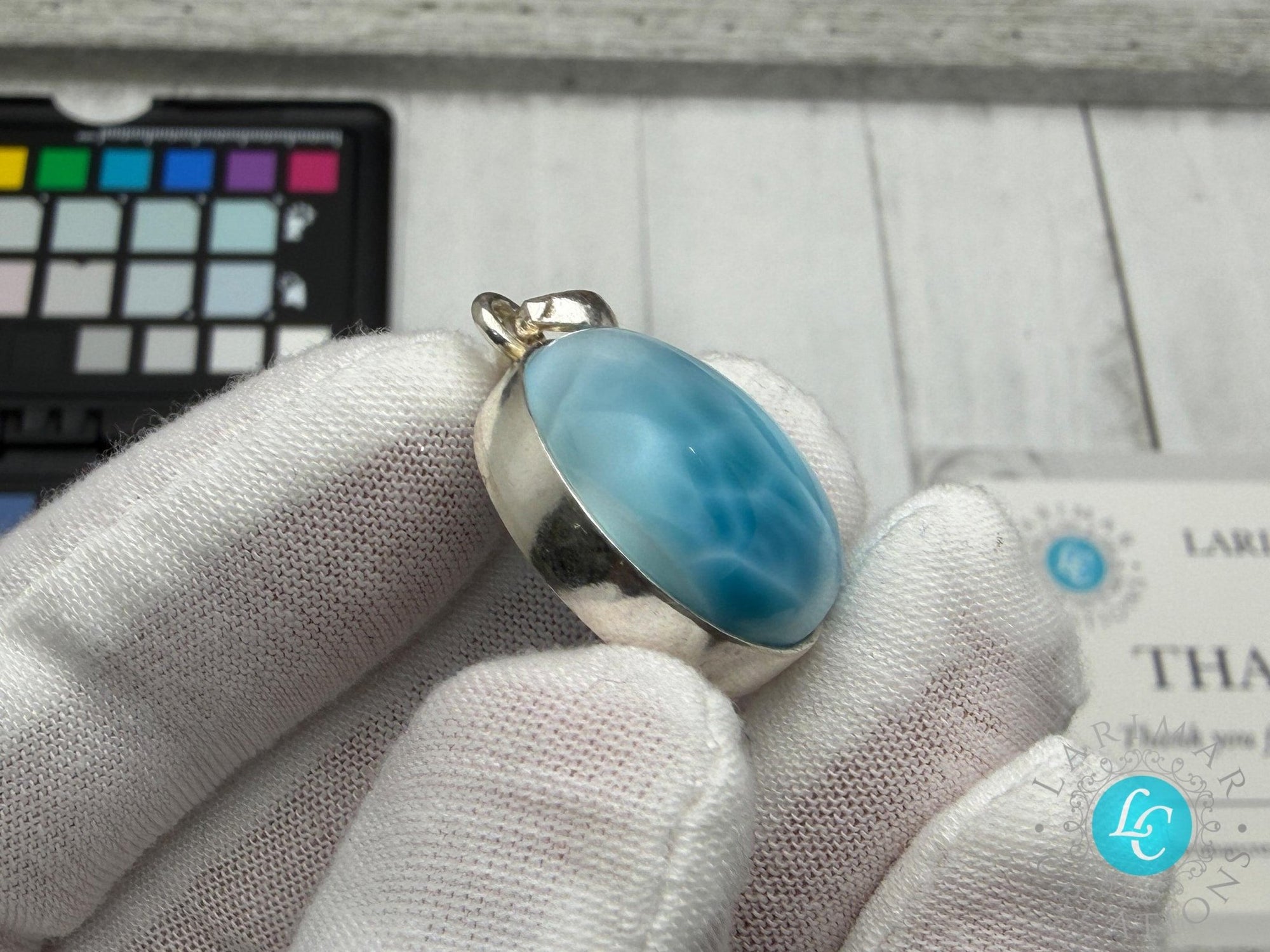 Larimar Freeform Meditation Stone – Sterling Silver - Larimar Creations